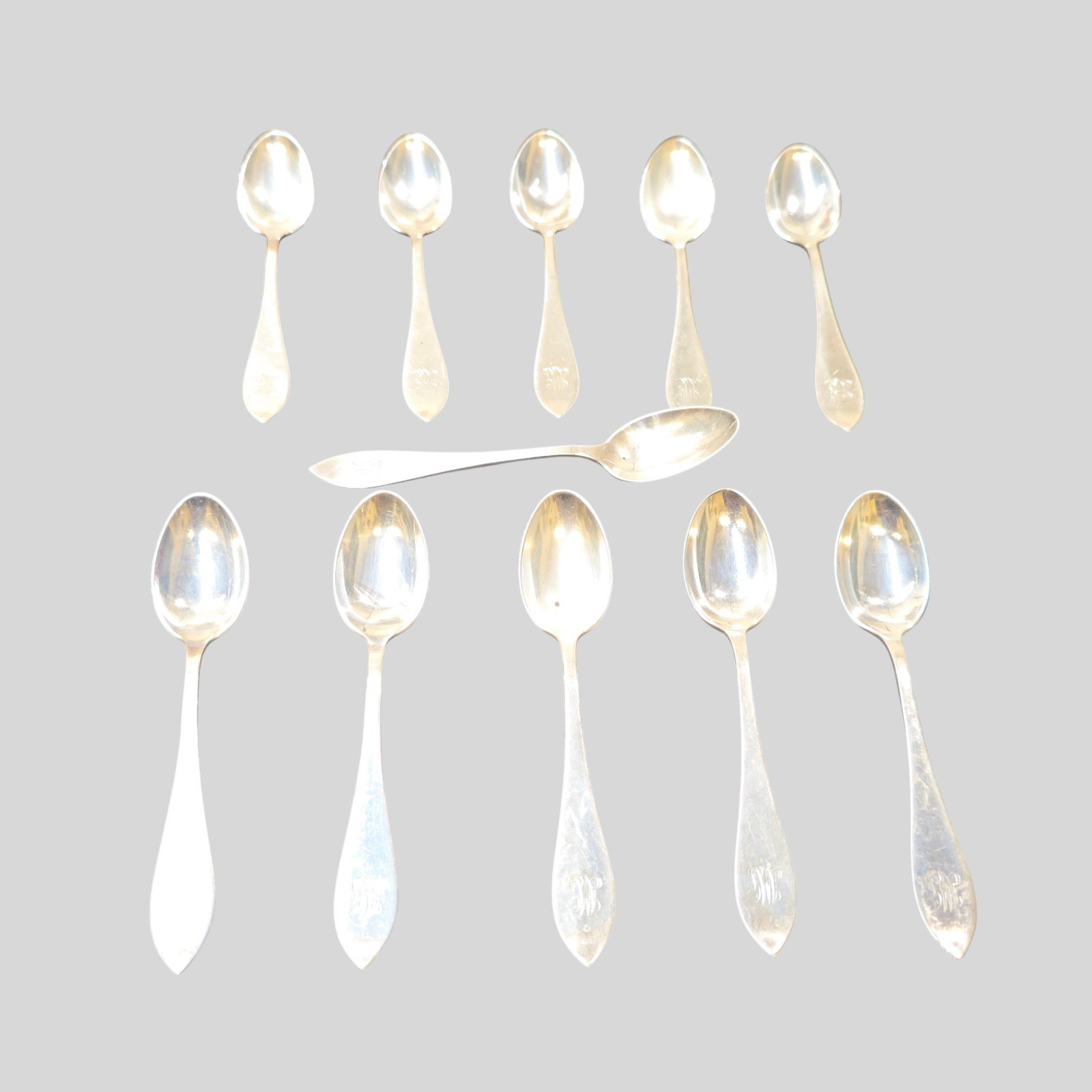 Birks Sterling Silver Demitasse Spoons: Birks Sterling Silver Demitasse Spoons. Set of 11. 4 3/8 long. Weight 4.755 ozt.