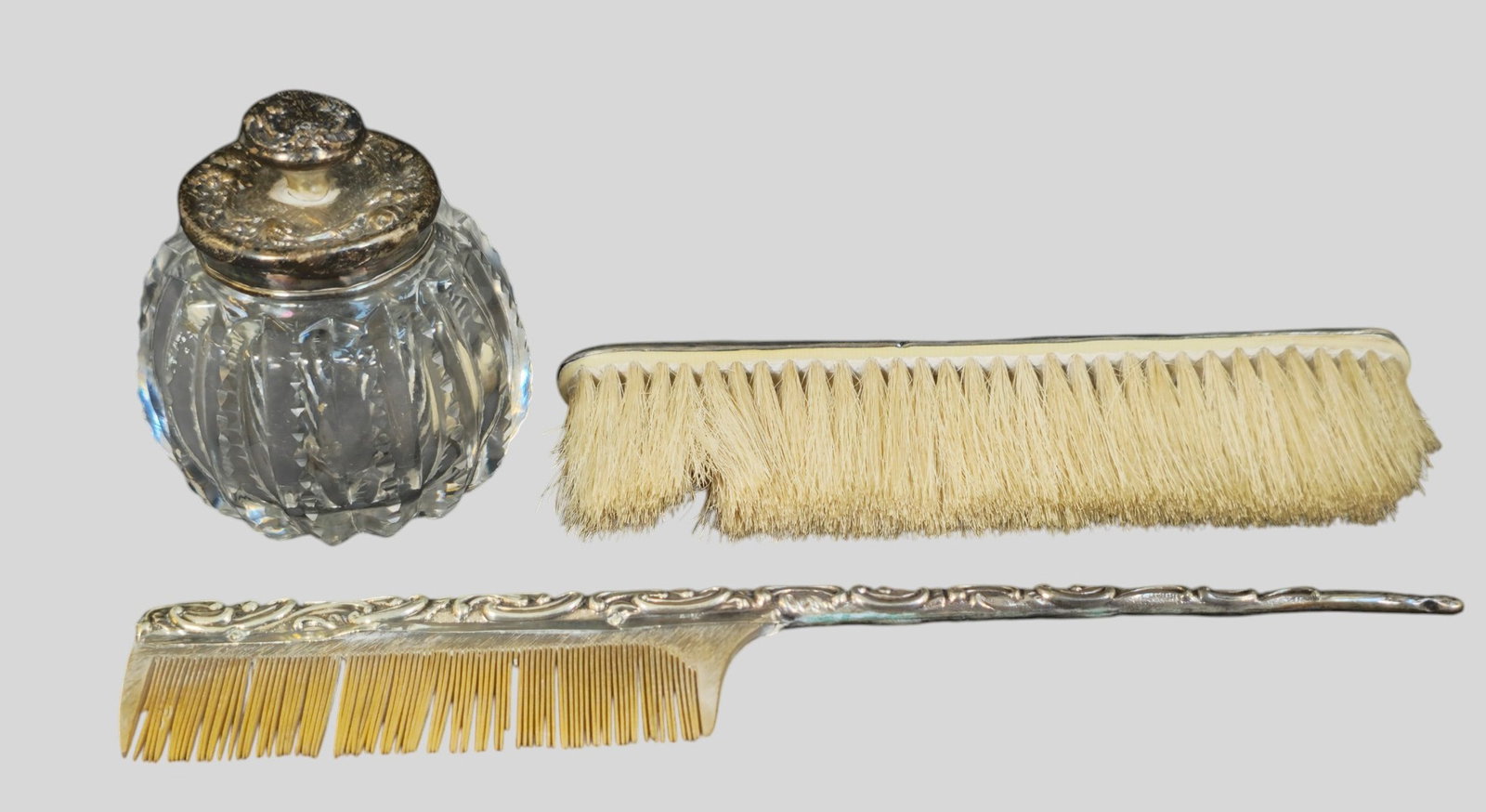 Assembled Sterling Silver Repousse Vanity Objects (1 of 8)