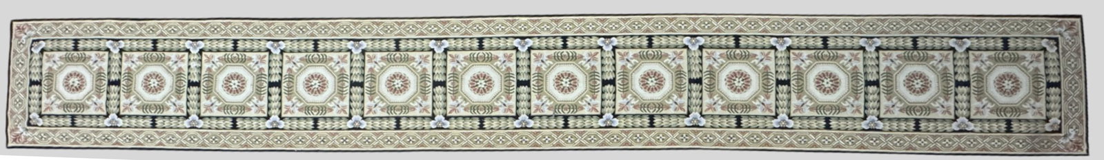 Needlepoint Runner All Over Garden Design: Needlepoint Runner All Over Garden Design. 1970s. 2ft 5 1/2in x 19ft 5 1/4in.