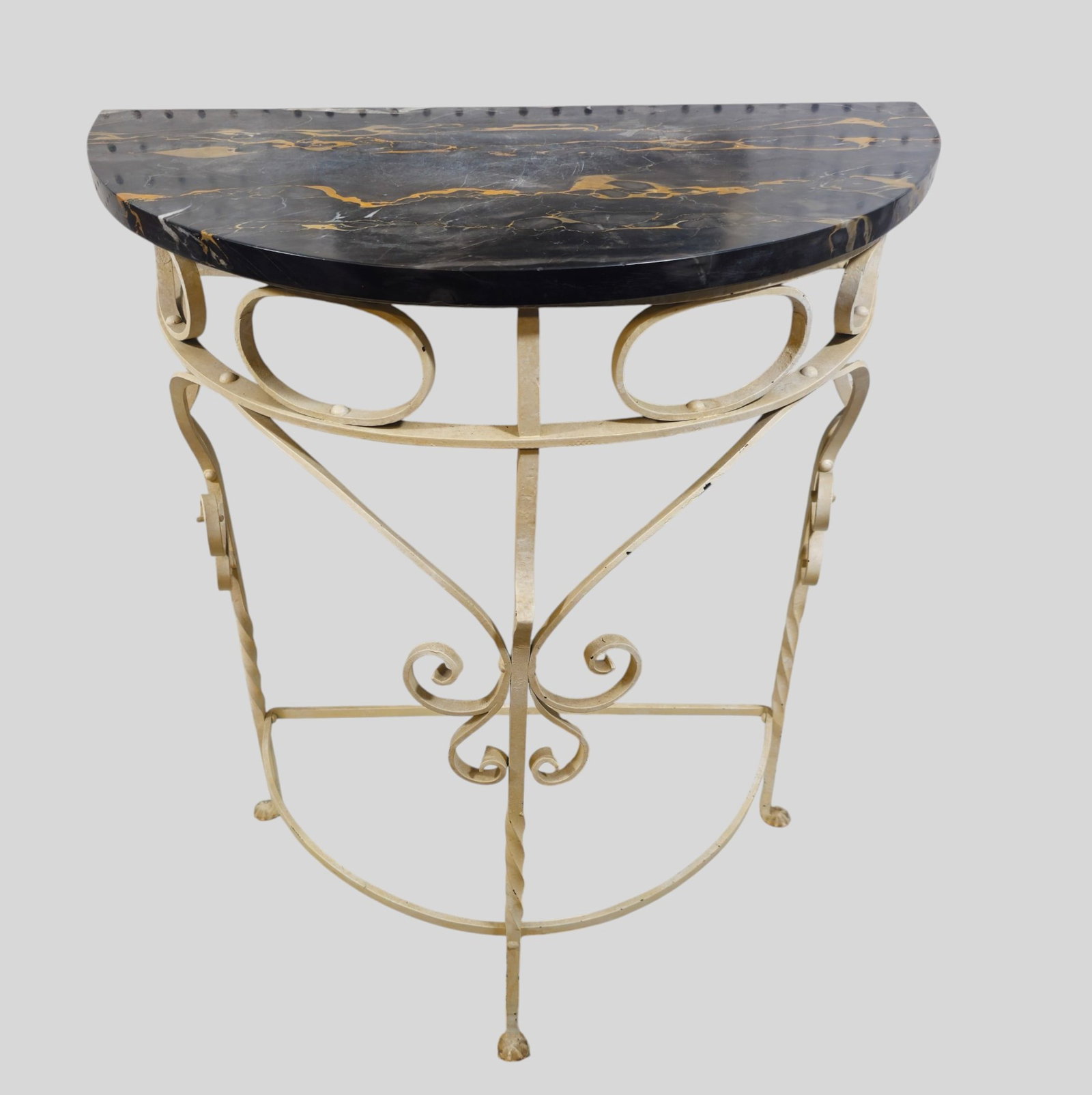 Marble Top Iron Console and Mirror - 2
