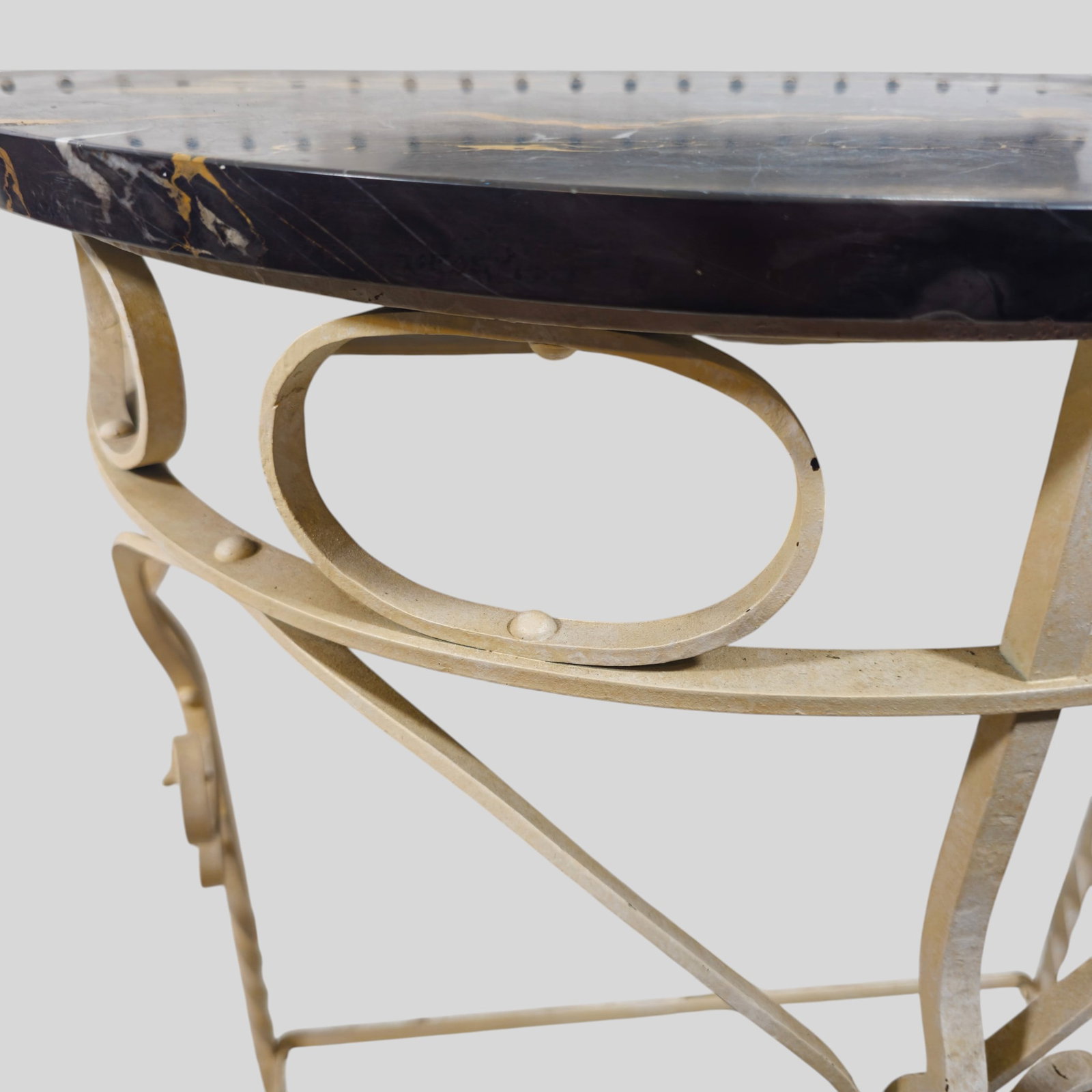 Marble Top Iron Console and Mirror - 3
