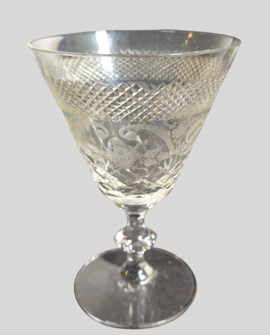 Cut and Etched Crystal Stemware - 8