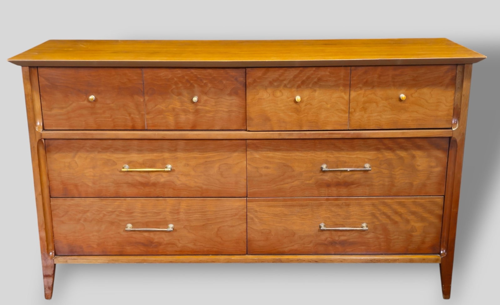 Basic Witz MCM Dresser: Basic Witz MCM Dresser. USA, 1960. Walnut and brass plated metal. 54 1/2w x 19 d x 31 1/2h.