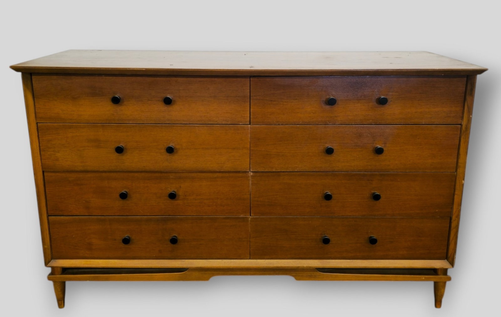 Cavalier MCM Dresser: Cavalier MCM Dresser. USA, 1958. 8 drawers. Walnut and brass plated metal. 54w x 20d x 32h.