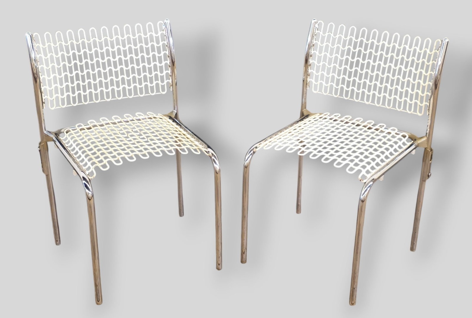 David Rowland Softech Chair: David Rowland Softech Chair. Thonet. USA, 1979. Chrome plated tubular steel and plastic-coating springs. 19 1/2w x 16 7/8d x 29 3/4h. Sh-18.