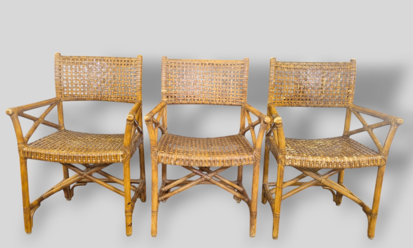 McGuire Laced Rawhide Rattan Arm Chairs (1 of 10)