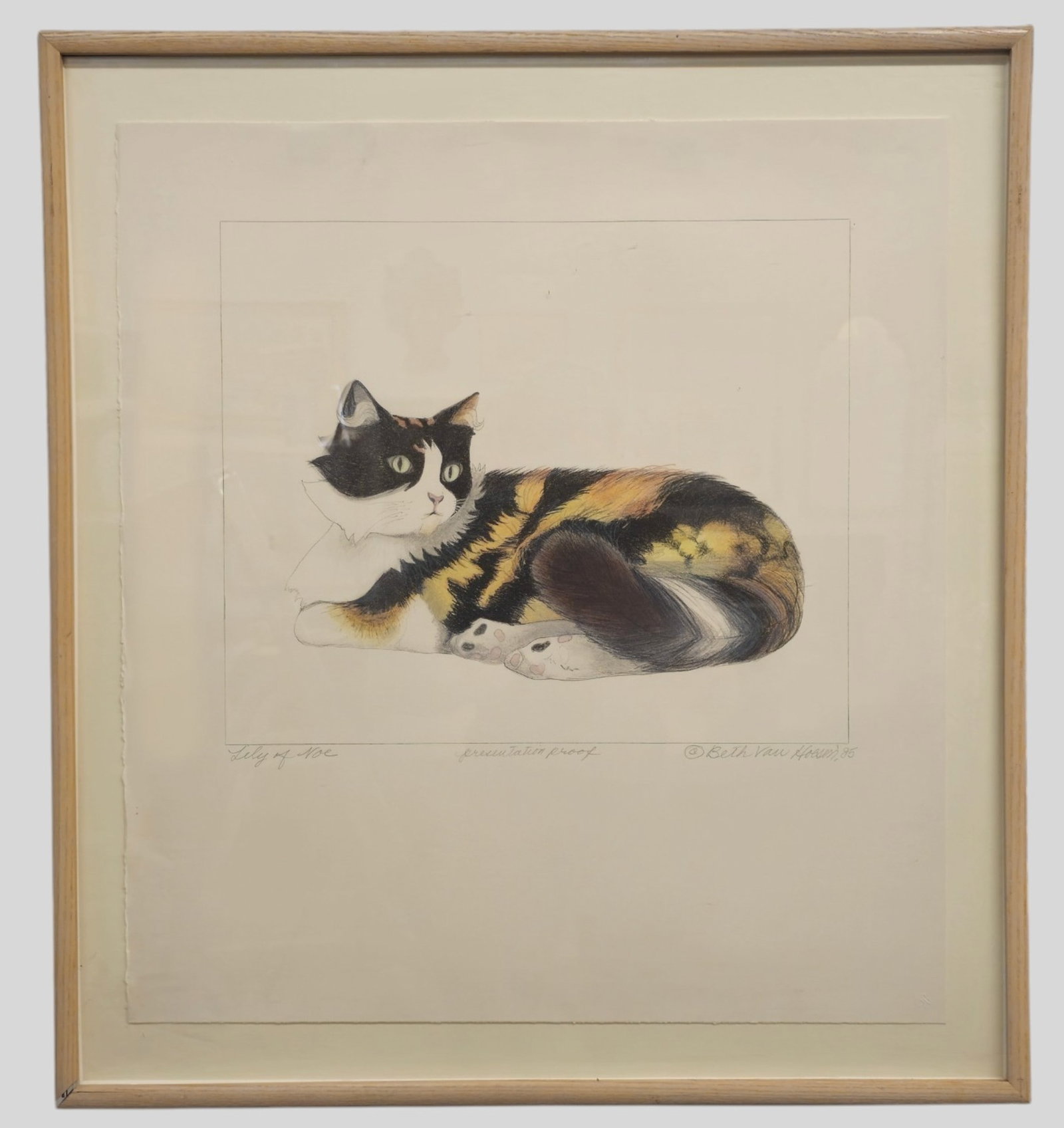 Beth Van Hoesen Presentation Proof: Beth Van Hoesen (1926 -2010, Idaho) Presentation Proof. Presentation proof on paper. Titled "Lily of Noe". Signed and titled lower margin. Dated 1985.