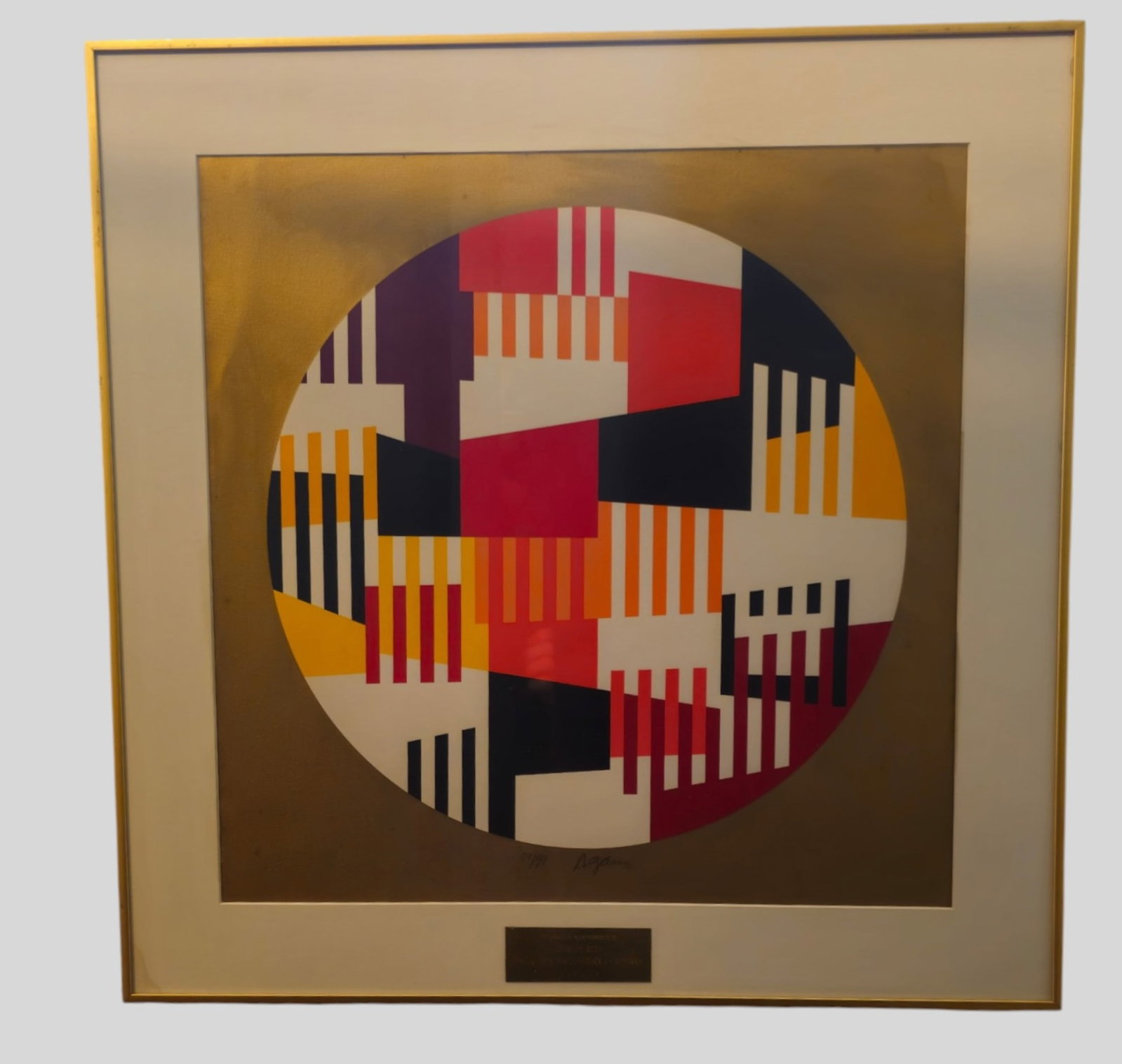 Yaacov Agam Screenprint: Yaacov Agam (1928-2026, Israel) Screenprint on paper, untitled. Composition. 1979. Signed and numbered 89/99. Image size 20 x 20. Frame 25 3/4 x 25 3/4.