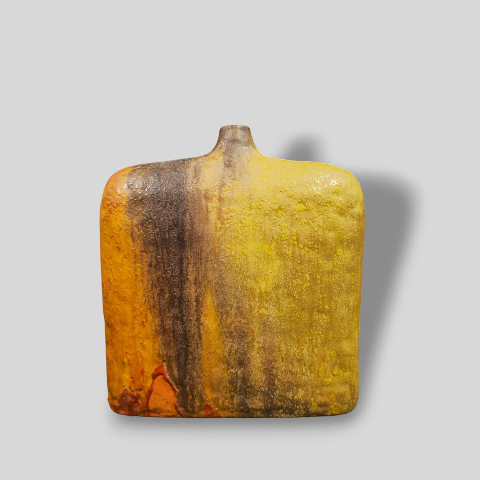 Marcello Fantoni Raymor Volcanic Glazed Earthenware Vase: Marcello Fantoni Raymor Volcanic Glazed Earthenware Vase. Provenance: The Jonas Meyer Karp, Cincinnati, Ohio. 8 3/4w x 2d x 9 3/4h.