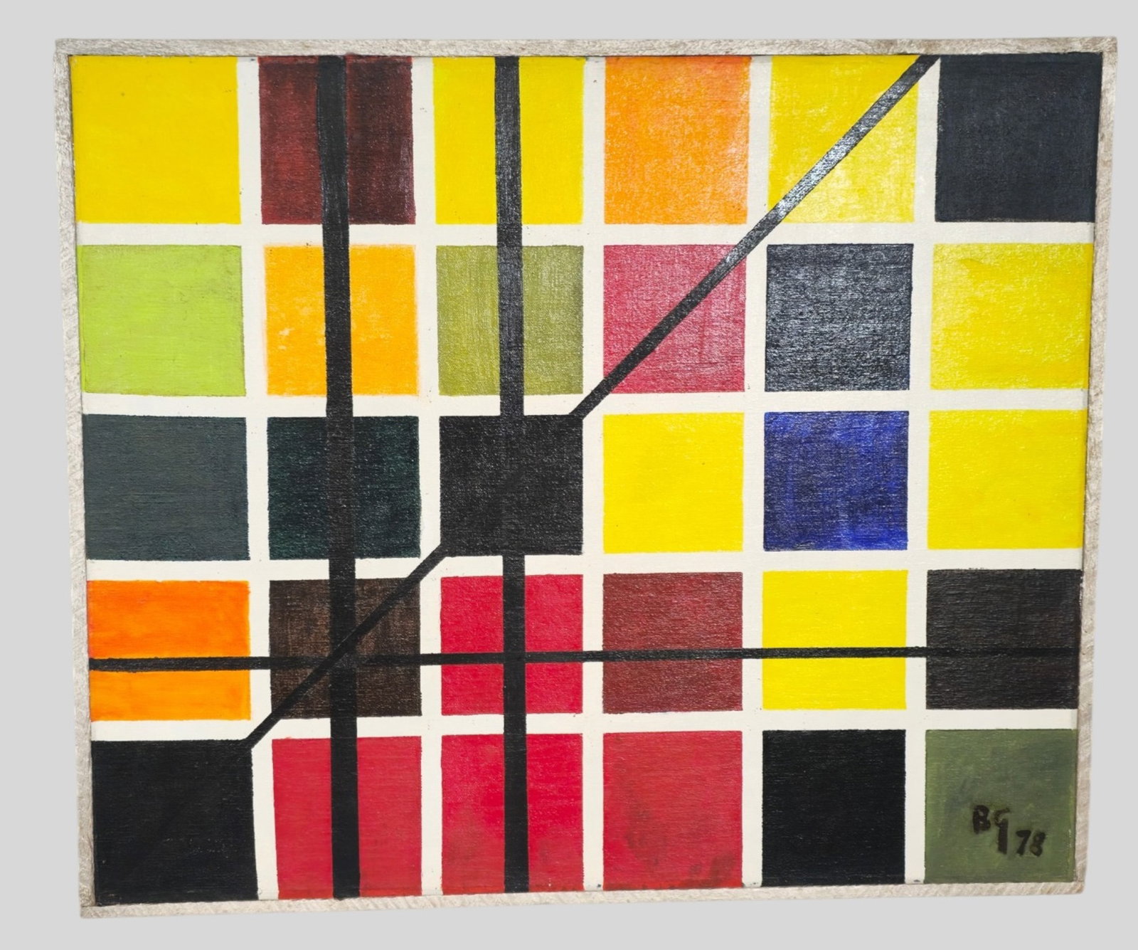 Manuel Blanco-Gonzales Oil: Manuel Blanco-Gonzales (1932-2004, Spain) Oil on canvas titled, "Diagonal" Signed and dated 1978 lower right. Titled to verso. Sight 20 1/8 x 24 1/8. Professional framed and matted. Frame 21 x 25.
