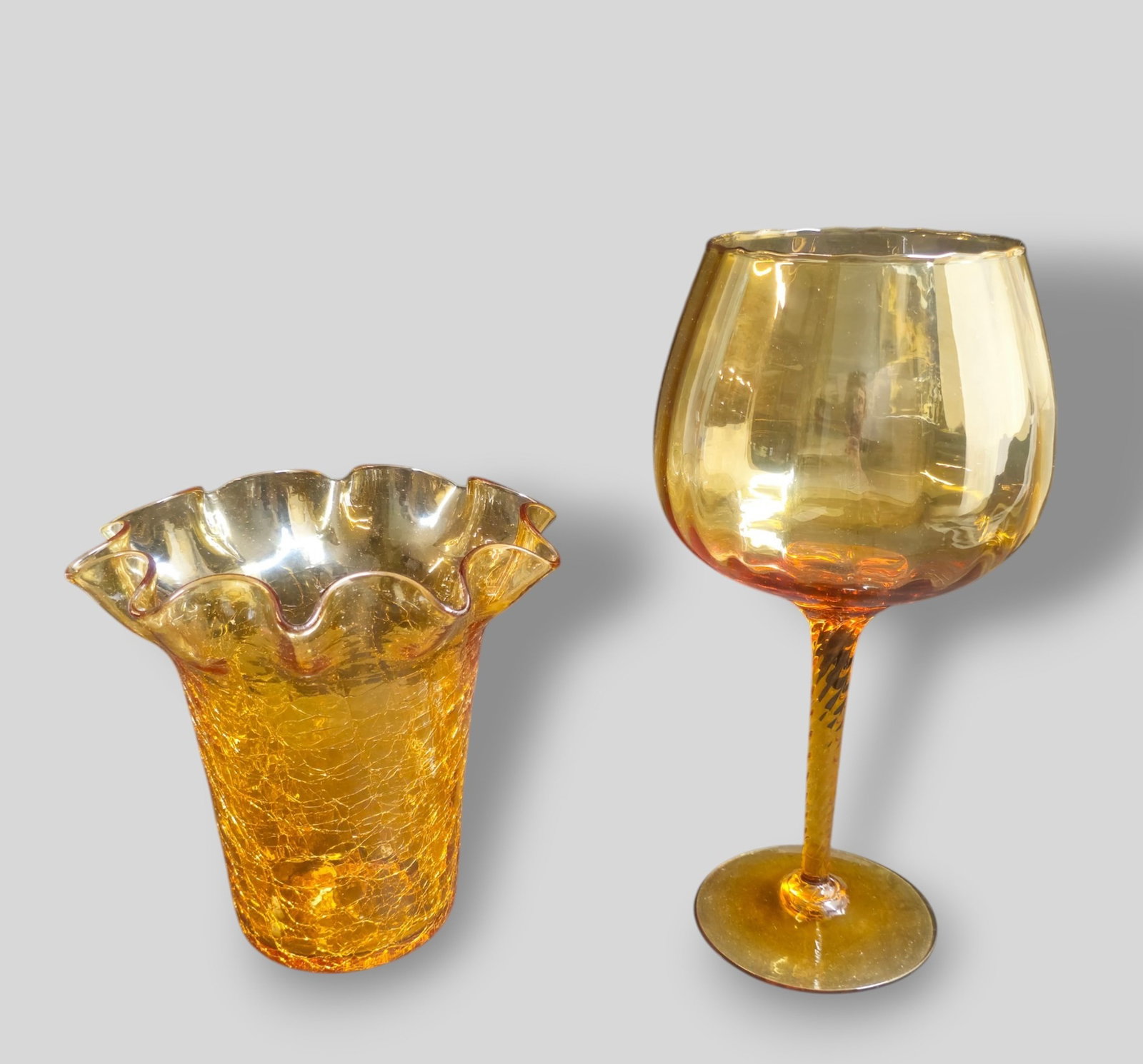 Empoli and Blenko Glass Chalice and Vase (1 of 9)