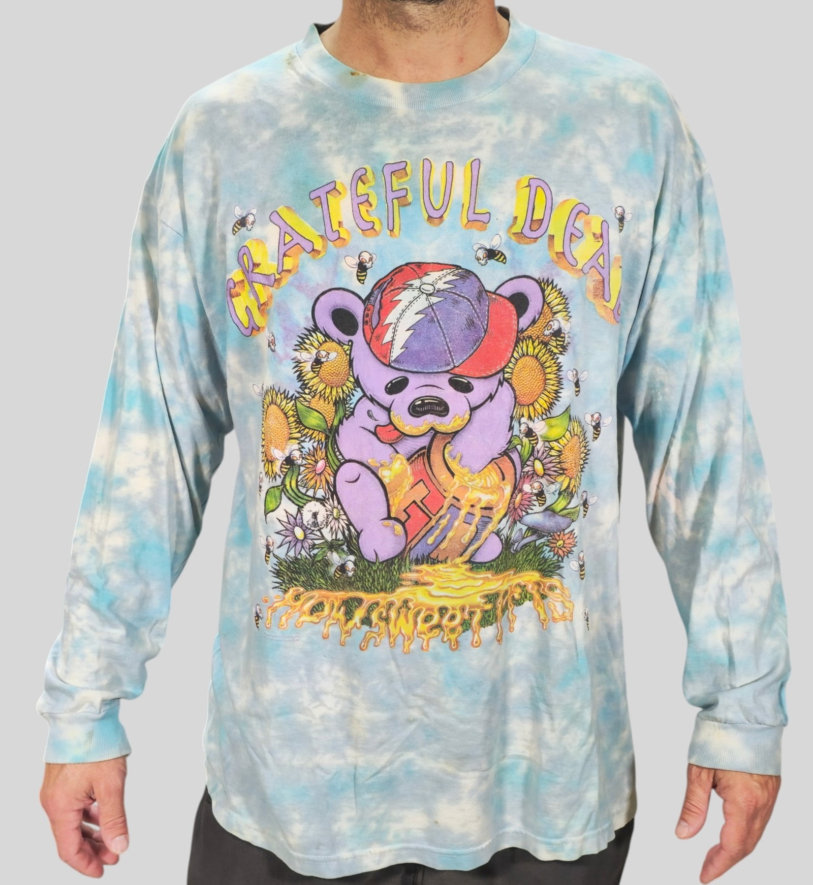Vintage 1996 Grateful Dead How Sweet It Is Tie Dye T-Shirt: Vintage 1996 Grateful Dead How Sweet It Is Tie Dye long sleeve T-Shirt. Single Stich and Delta tag and 100% cotton. (NFA) Not Fade Away Graphics. Artwork by Bill Butler. Official Grateful Dead