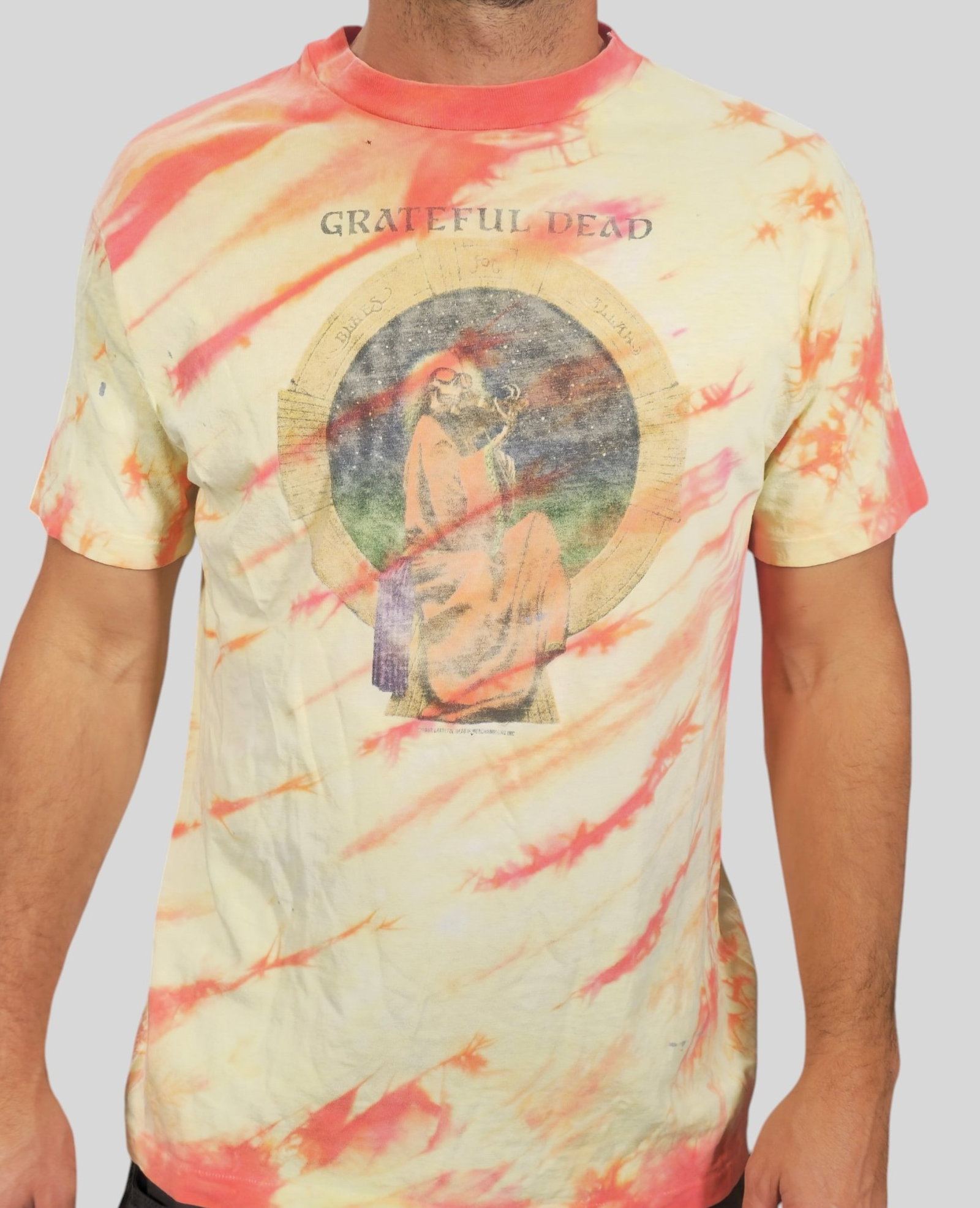 Vintage 1987 Grateful Dead Blues for Allah 50 Tie-Dye T-Shirt: Vintage 1987 Grateful Dead Blues for Allah 50 Tie-Dye T-Shirt. Single stitch and 100% cotton. Original Hanes label. Produced by Winterland Productions/ Wright'S. Official Grateful Dead Merchandise (G.