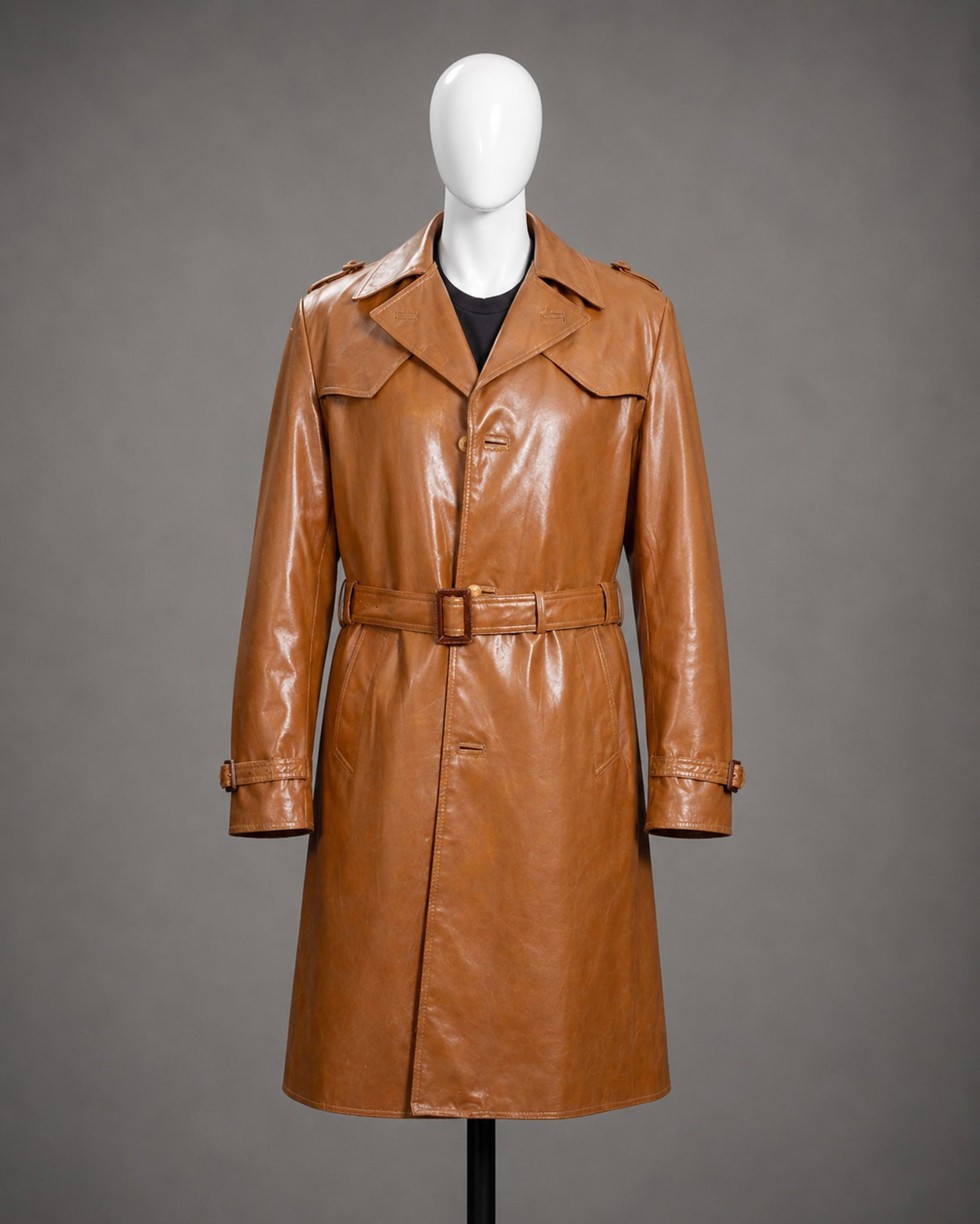 1970s Sears Leather Trench Coat (1 of 13)