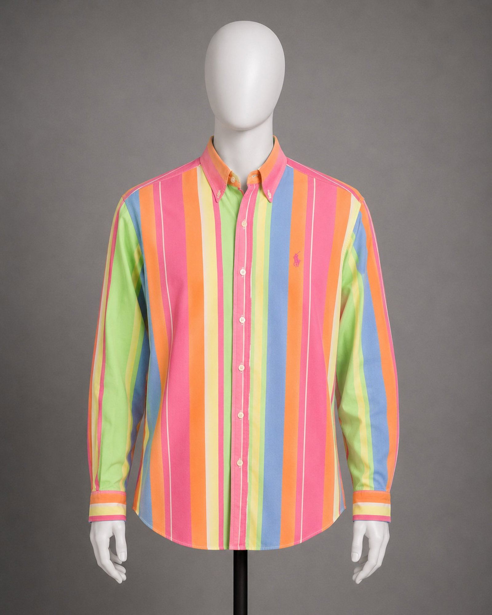 Vintage 1990s Ralph Lauren Polo Shirt: Vintage 1990s Ralph Lauren Polo Shirt. Bright striped colors. 100% cotton. Original tags. Vintage Adult