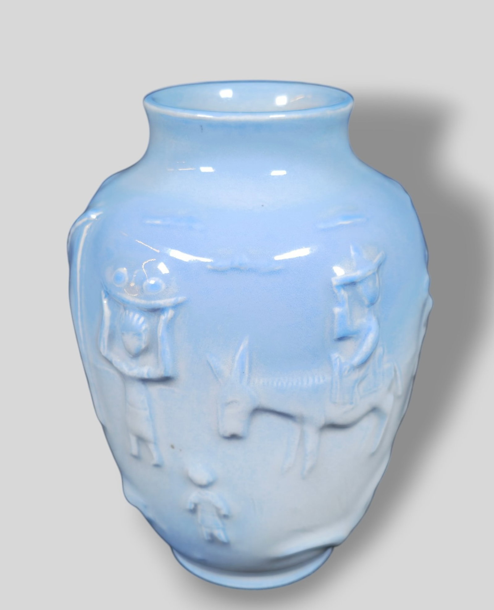Rookwood Pottery Southwest Scene Vase 6762: Rookwood Pottery Southwest Scene Vase 6762. Dated 1946. RP logo and shape # 6762. Matte glaze. 4 dia x 5 5/8h.