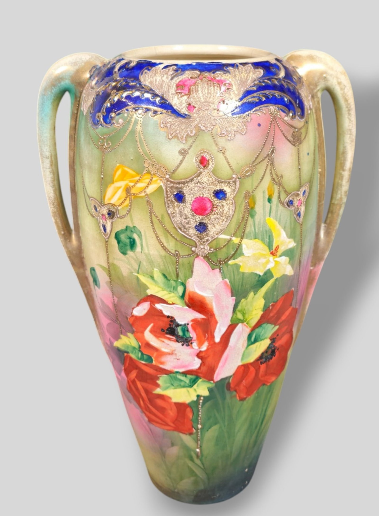 Early Nippon Art Pottery Handled Vase (1 of 12)