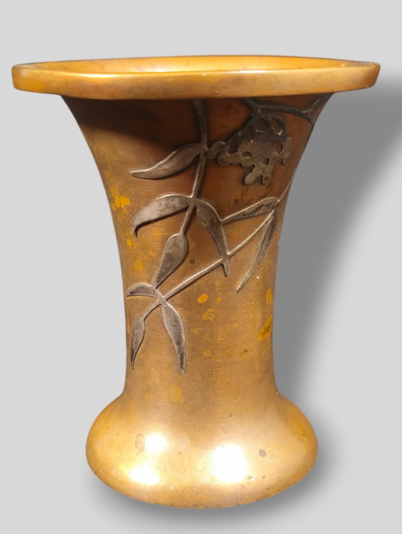 Heintz Art Metal Shop Bronze Bud Vase with Silver Overlay (1 of 7)