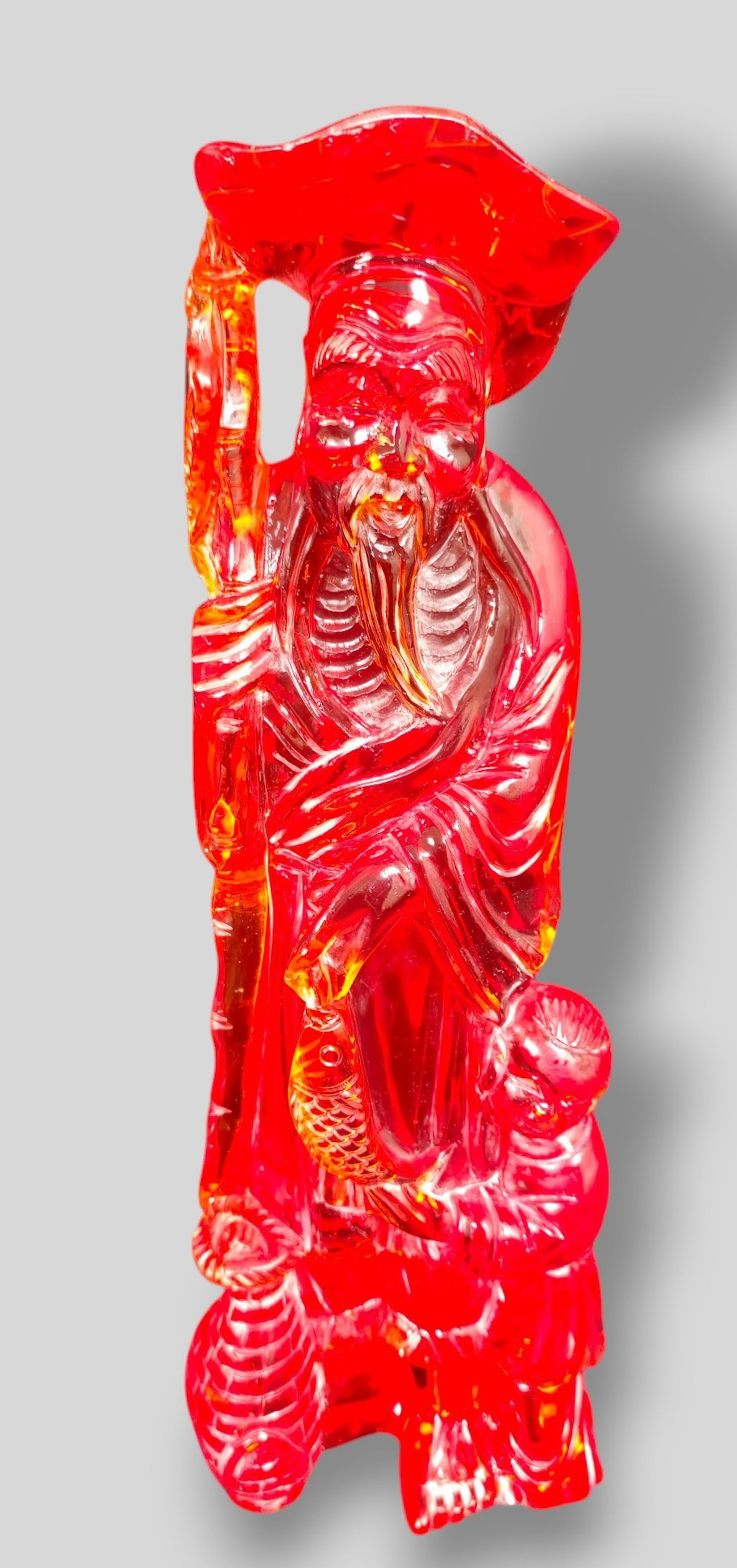 Chinese Cherry Amber Fisherman Figurine (1 of 11)