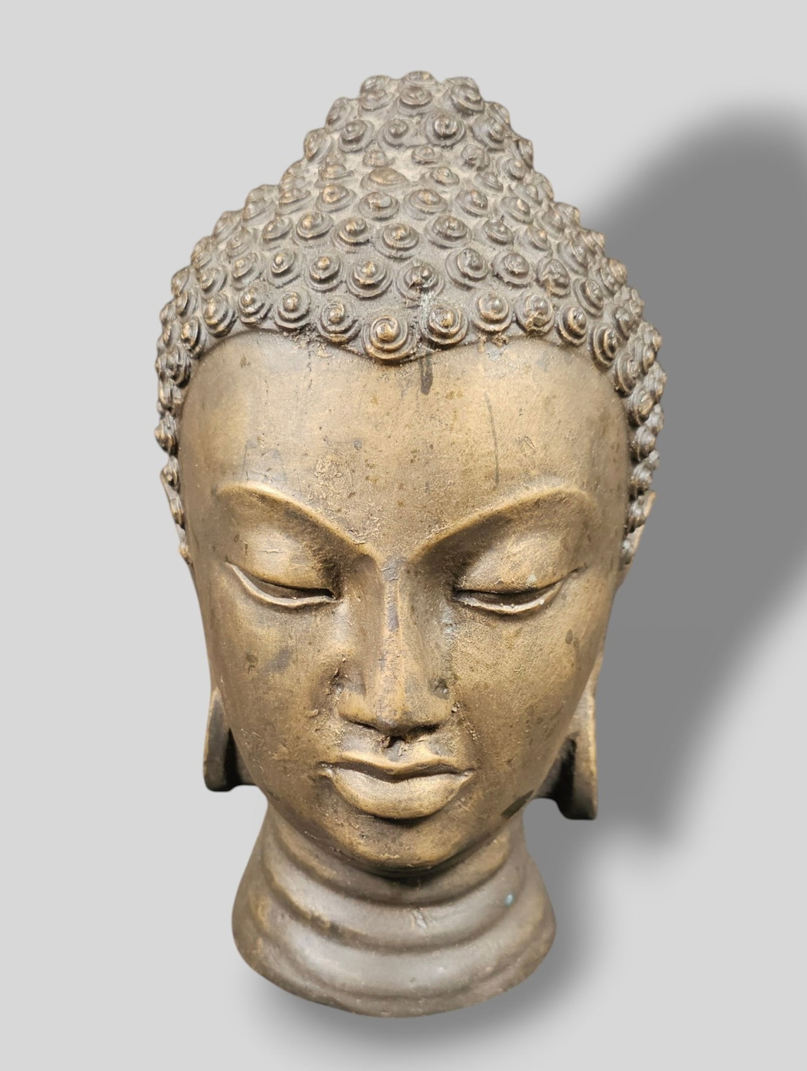 Chinese Bronze Republic Period Bronze Buddha Head: Chinese Bronze Republic Period Bronze Buddha Head. 5w x 5 1/2d x 8 1/2h.