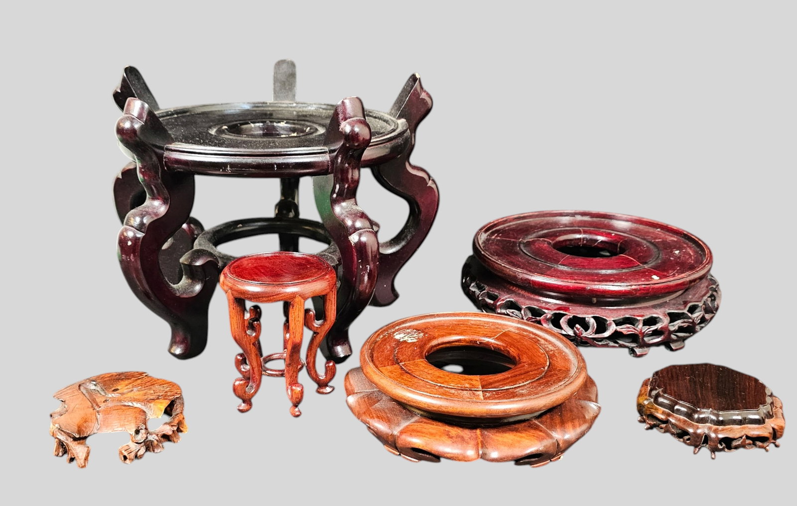 Assembled Chinese Teak and Rosewood Stands (1 of 7)