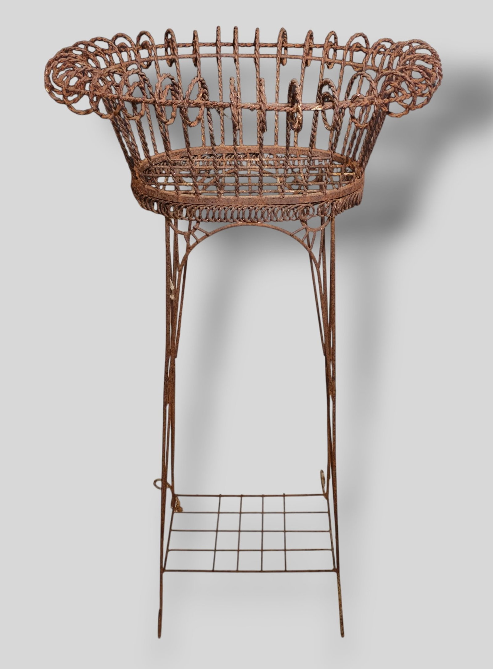 Wrought Iron Scrolled Wire Plant Stand (1 of 7)