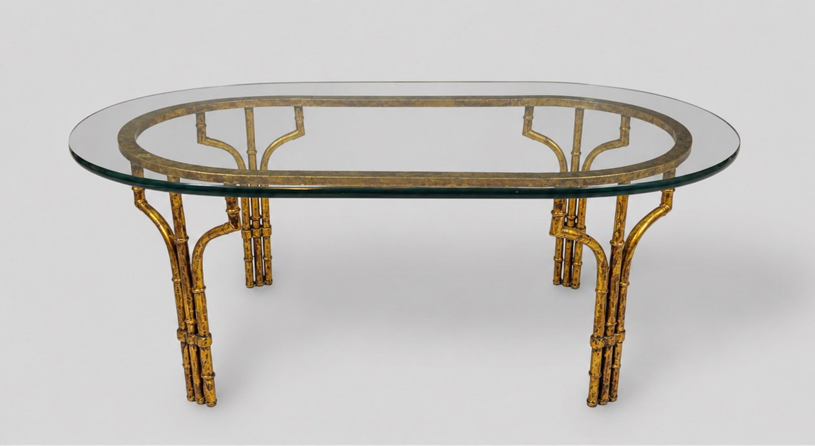 Hollywood Regency Style MCM Gilt Metal Bamboo Coffee Table (1 of 3)