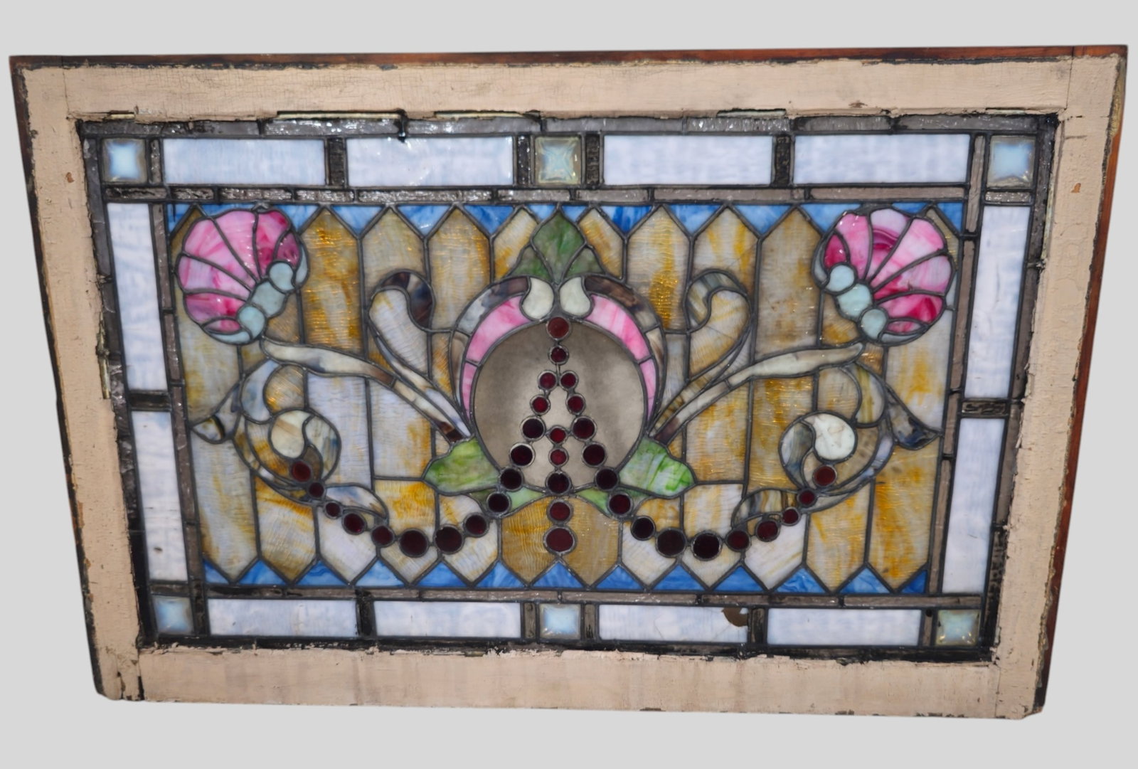 Stained Leaded and Jeweled Glass Window Circa 1890 (1 of 14)