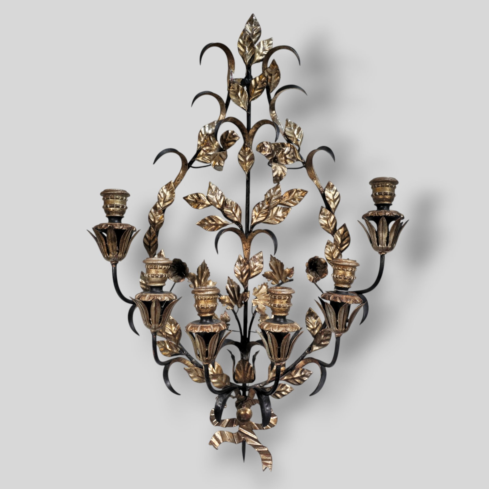 Italian Silver Leaf and Gold Washed Six Light Sconce (1 of 7)