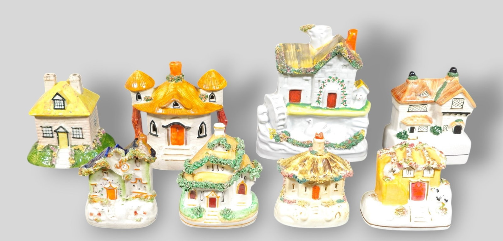 Assembled 19th Century Staffordshire Porcelain Houses (1 of 13)