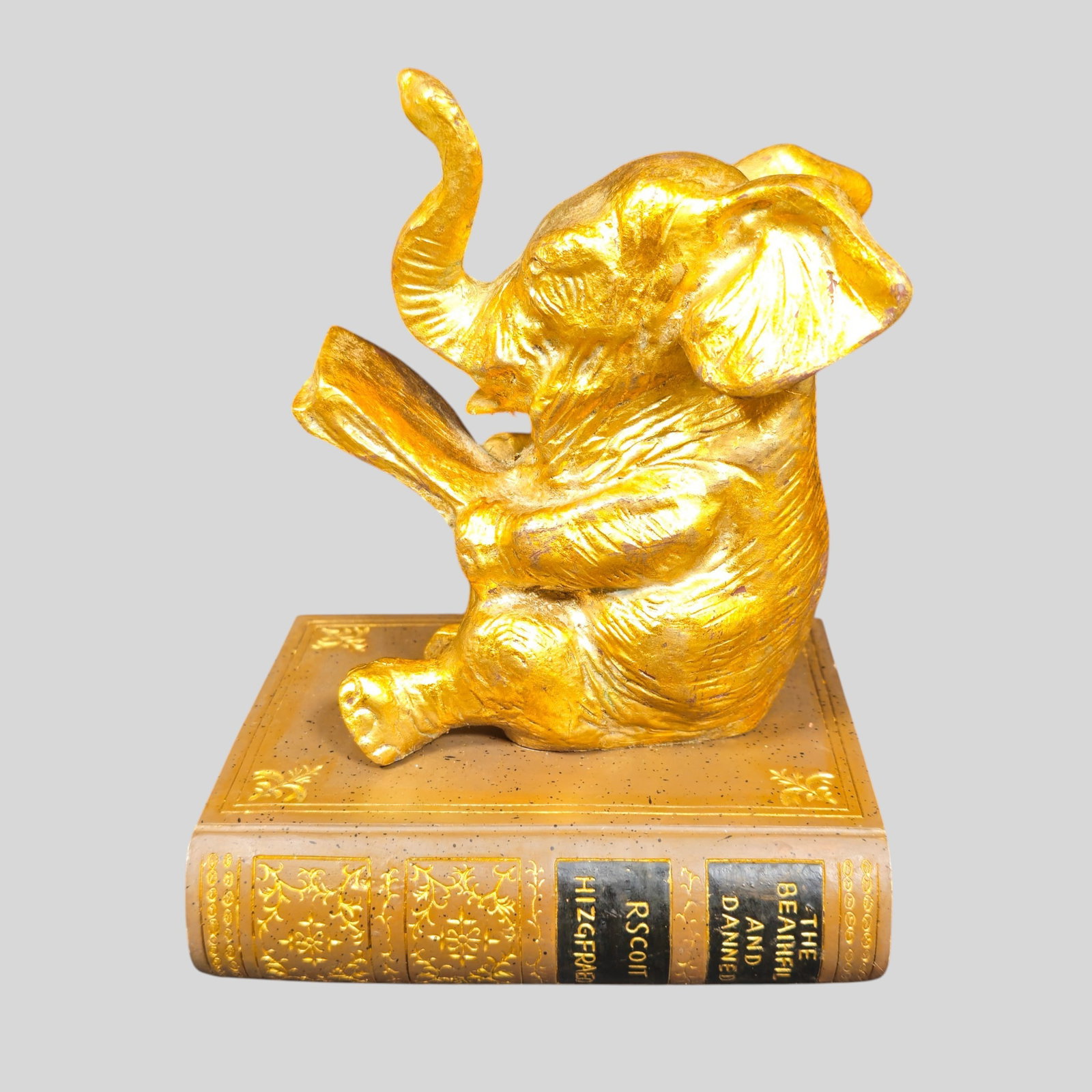 Gilt Elephant Reading Bookends - 2