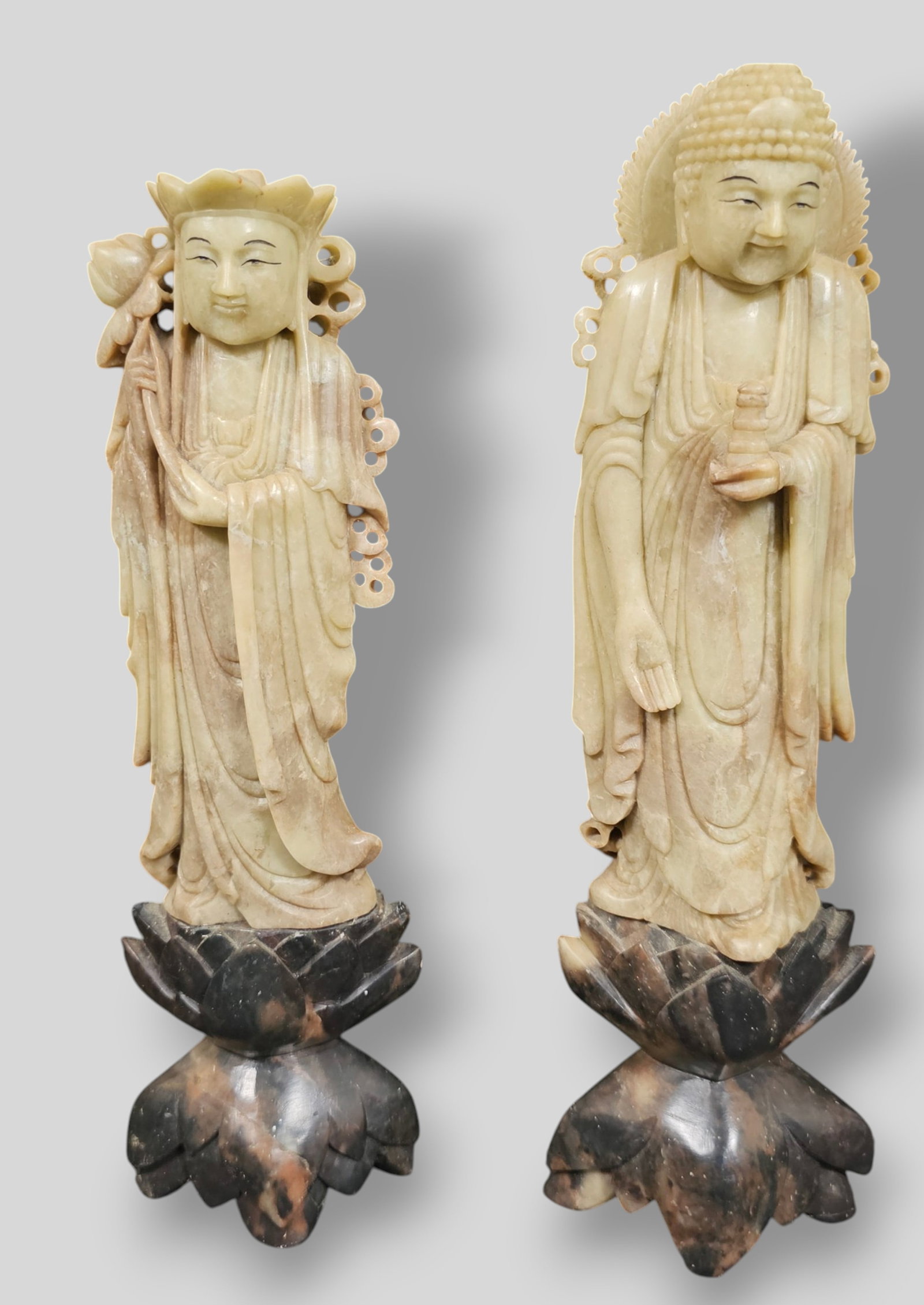 Chinese Carved Soapstone Buddha and Guanyin Figures (1 of 11)