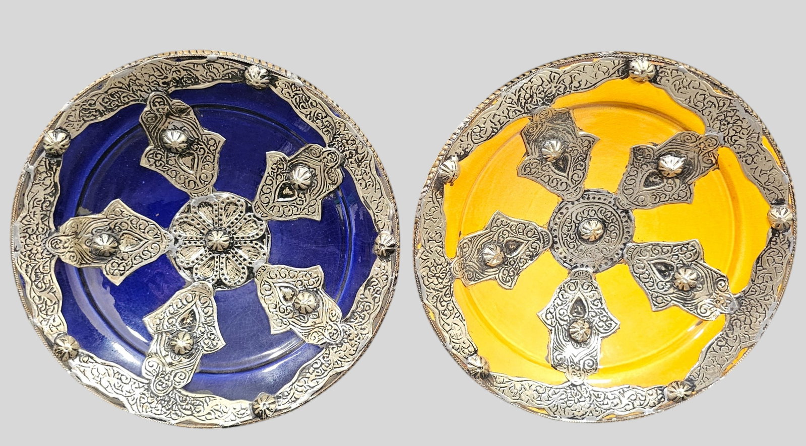 Moroccan Terracotta Plates with Chiseled Metal Work (1 of 11)
