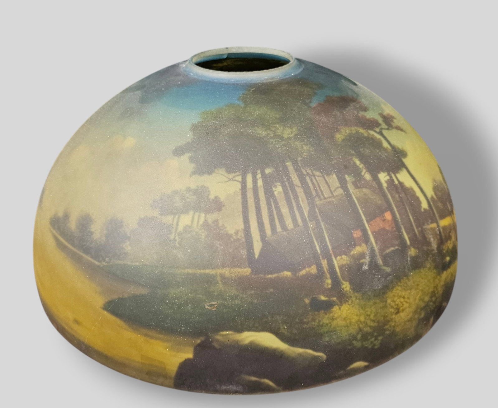 Reverse Painted Glass Scenic Lamp Shade (1 of 7)