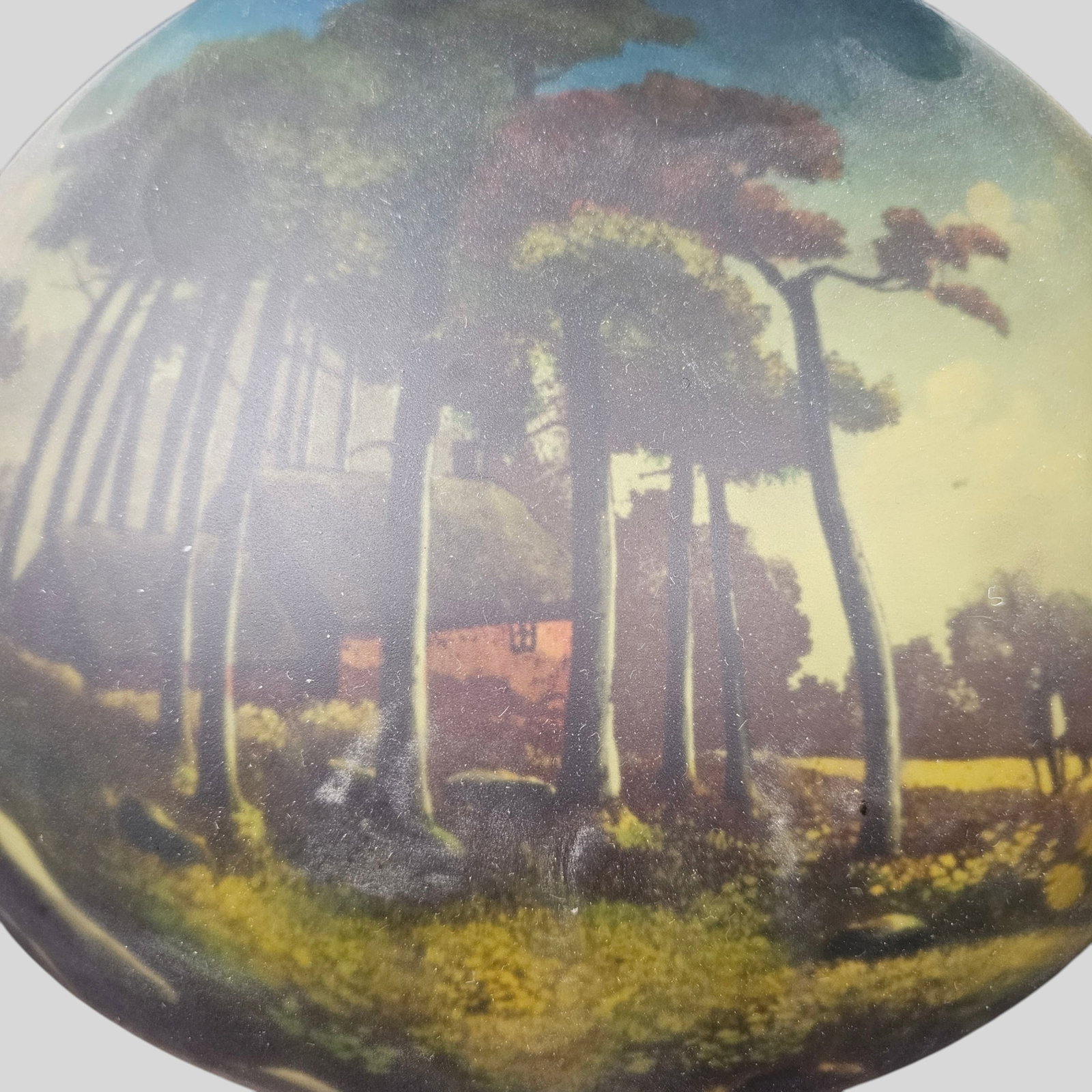Reverse Painted Glass Scenic Lamp Shade - 2