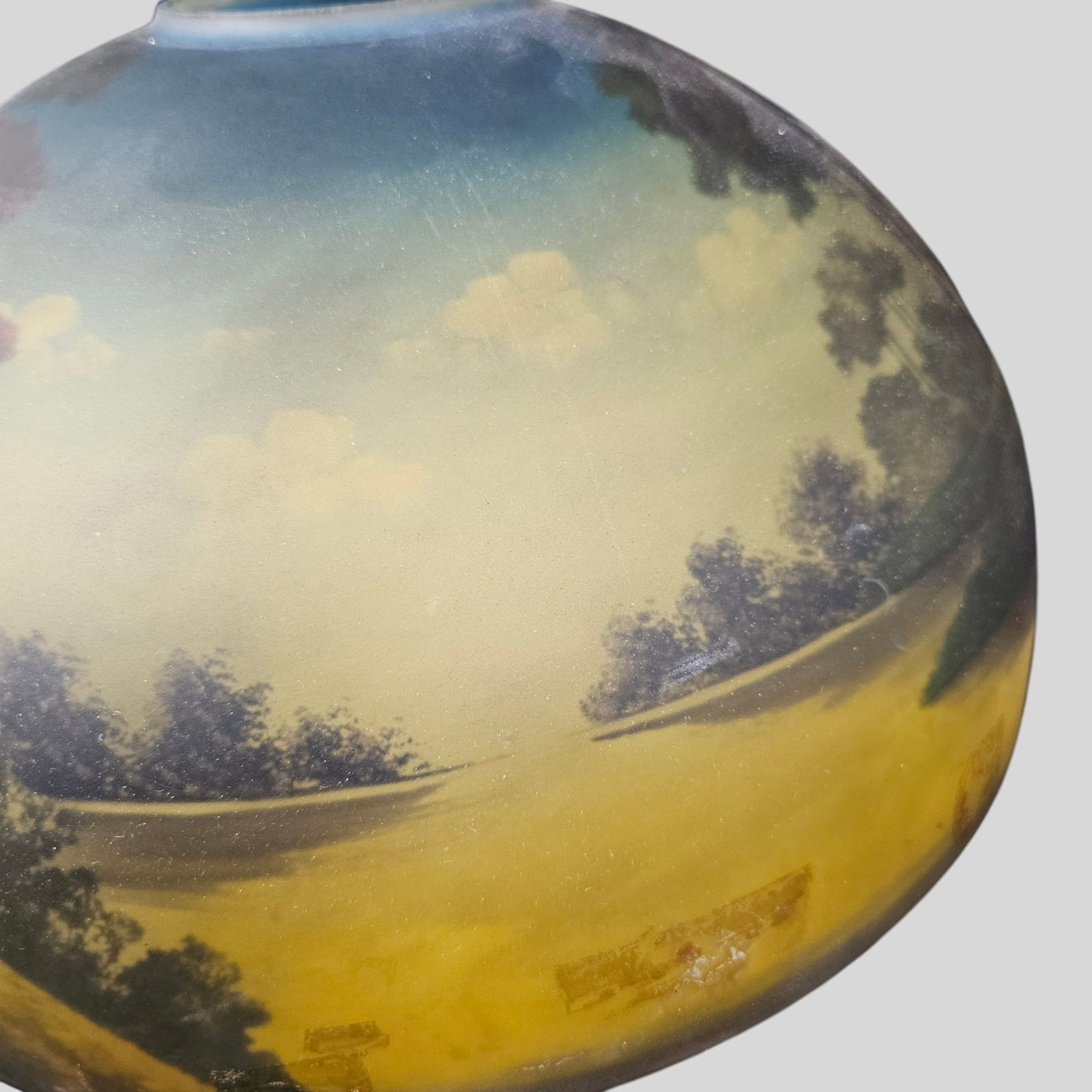 Reverse Painted Glass Scenic Lamp Shade - 3