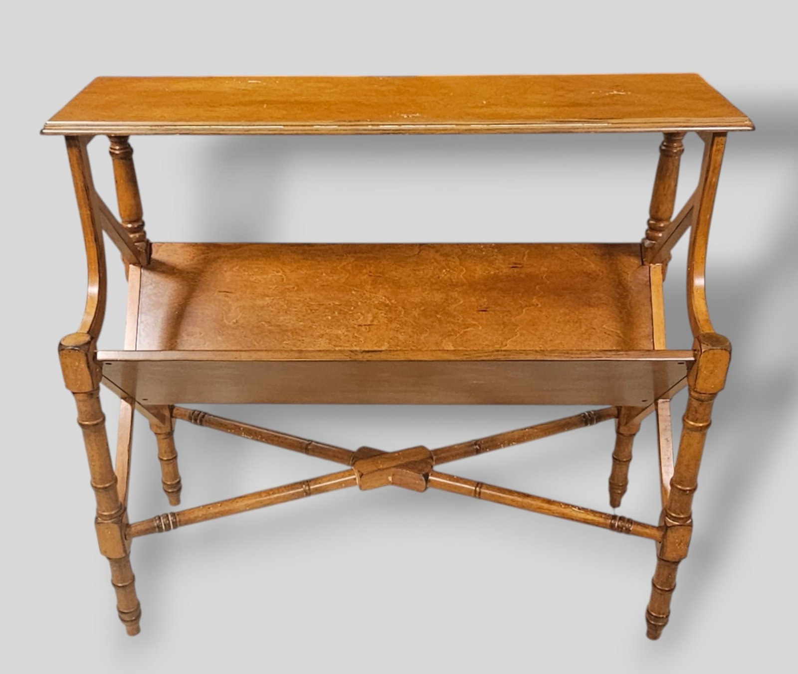 Chippendale Style Wood Bamboo Book Rack Table (1 of 11)