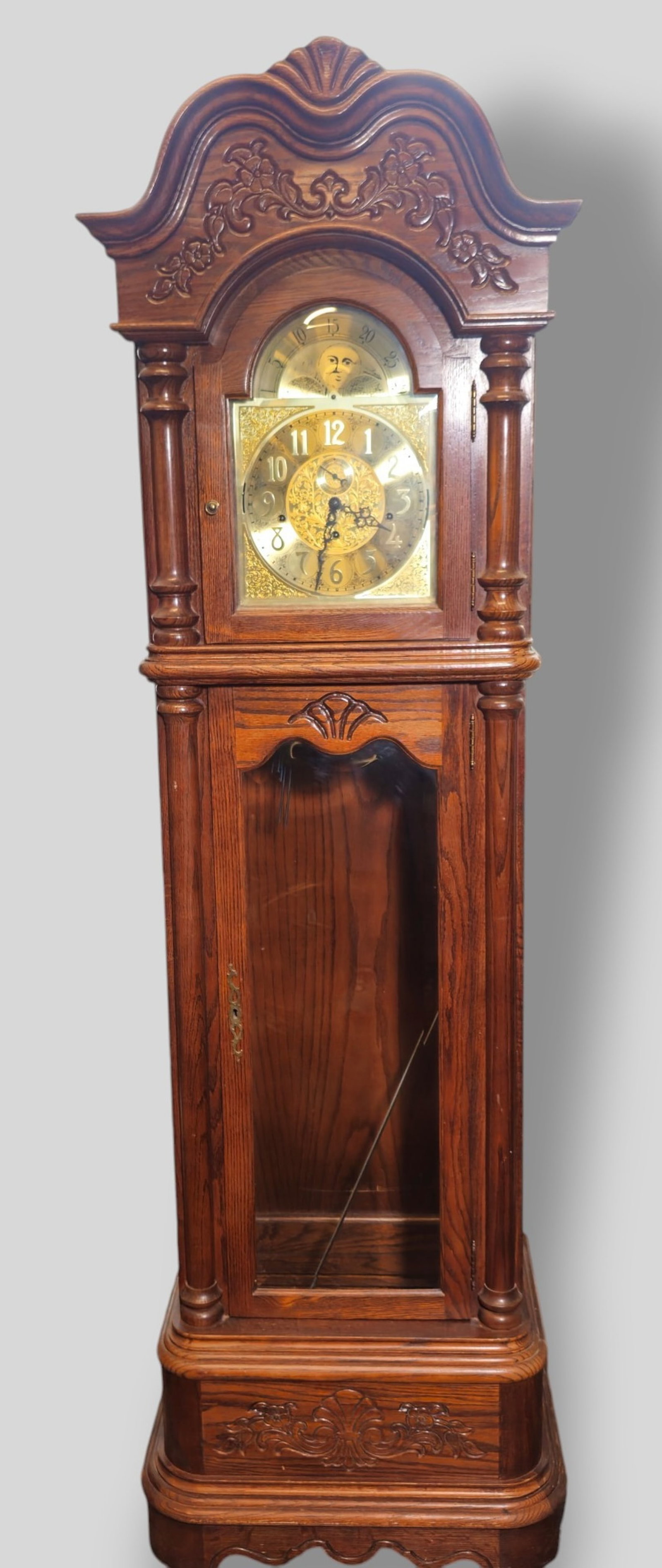 Ridgeway Baroque Style Oak Grandfather Clock (1 of 13)