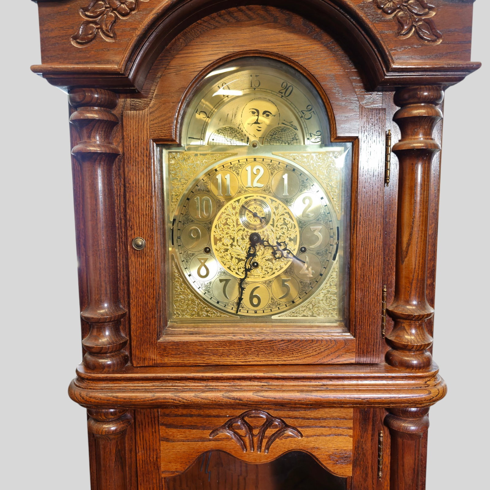 Ridgeway Baroque Style Oak Grandfather Clock - 2