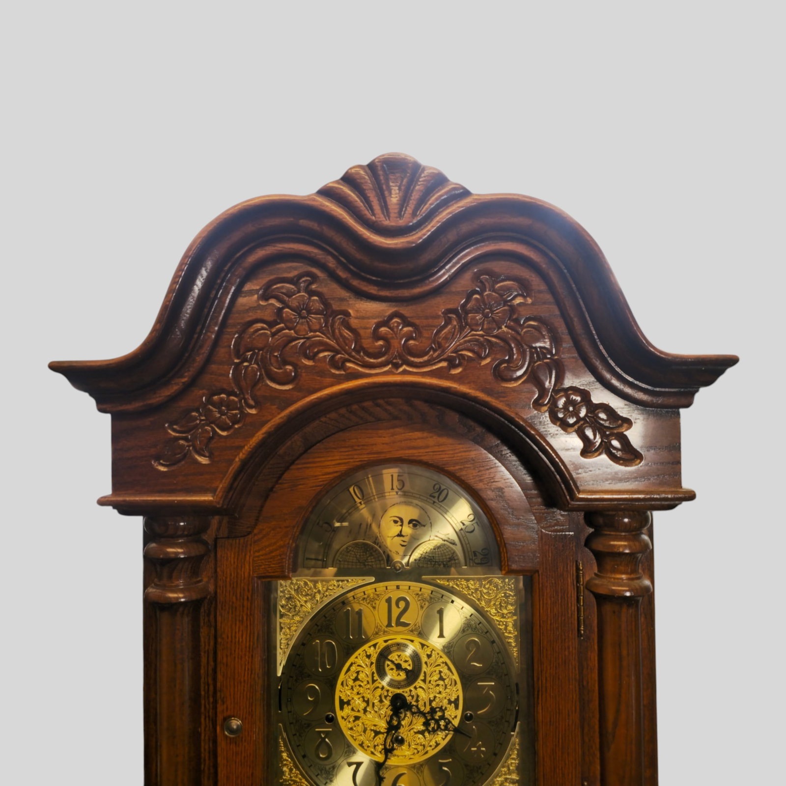 Ridgeway Baroque Style Oak Grandfather Clock - 3