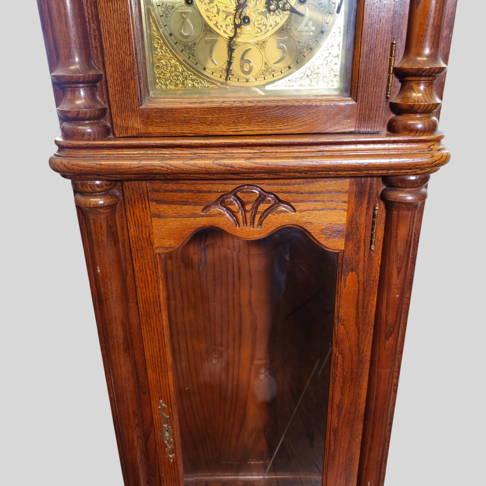 Ridgeway Baroque Style Oak Grandfather Clock - 4