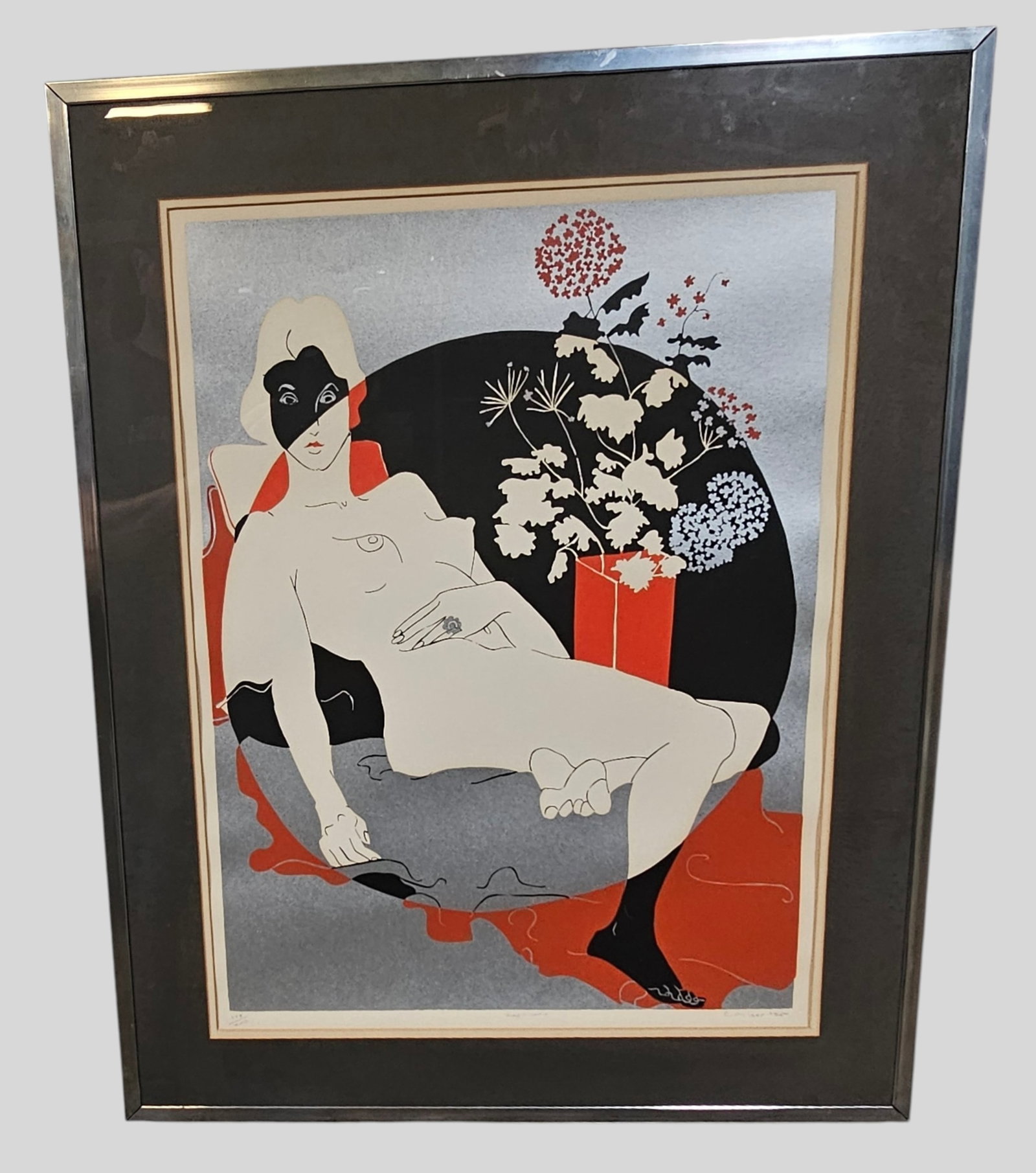 Cece Milder Serigraph: Cece Milder (Born 1925-, Nebraska) Serigraph on paper, "Capricorn" Signed, titled, dated 1975 and numbered 148/ 200 lower margin. Image size 19 x 25. Frame 25 3/4 x 31 3/4.