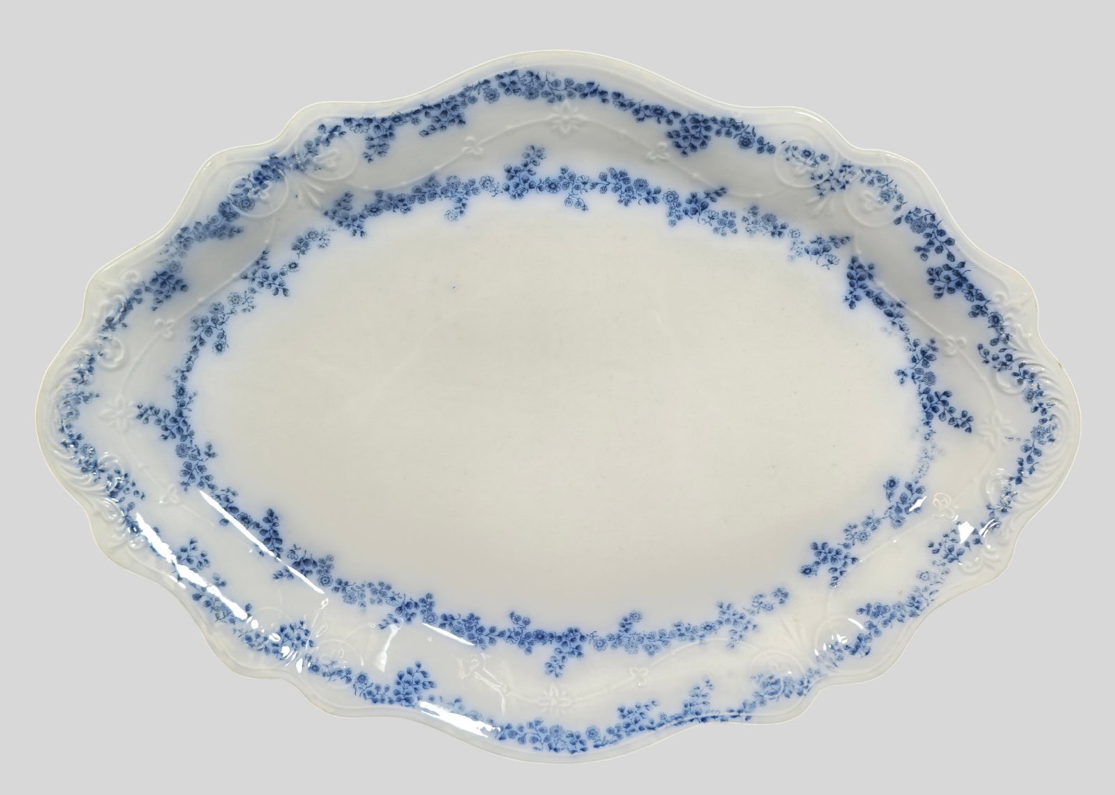 W.H. Grindley Aldine Flow Blue Scalloped Serving Platter (1 of 7)