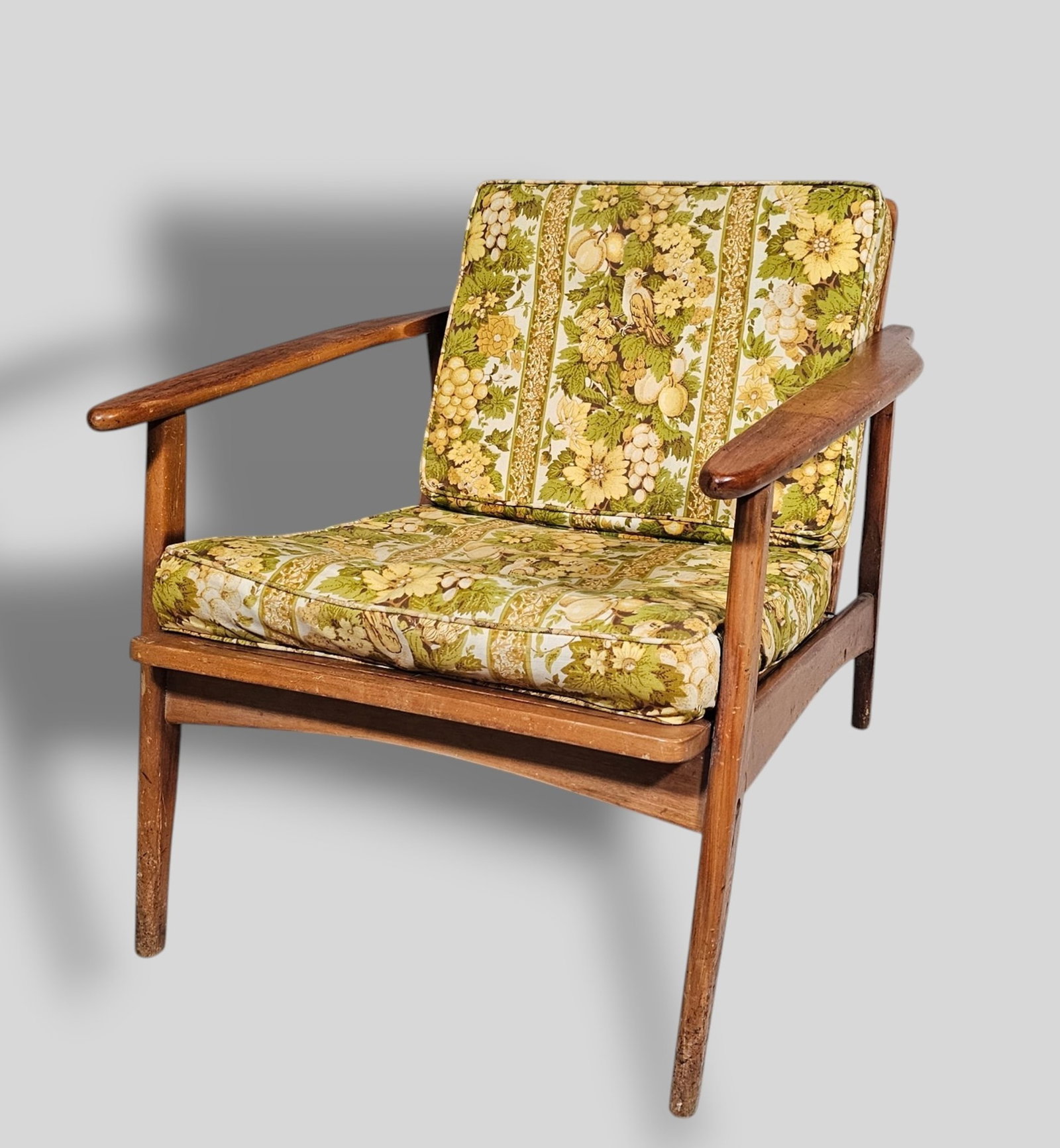 MCM Lounge Chair: MCM Lounge Chair. SA. 1960. Oak, vinyl and upholstery. 27w x 28 1/2d x 26 1/2h.
