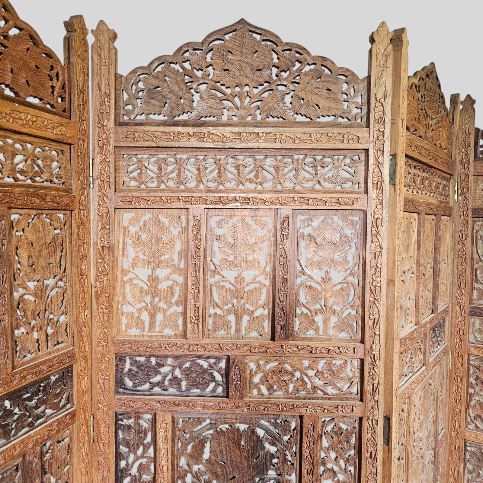 Four Panel Carved Teak Screen - 4