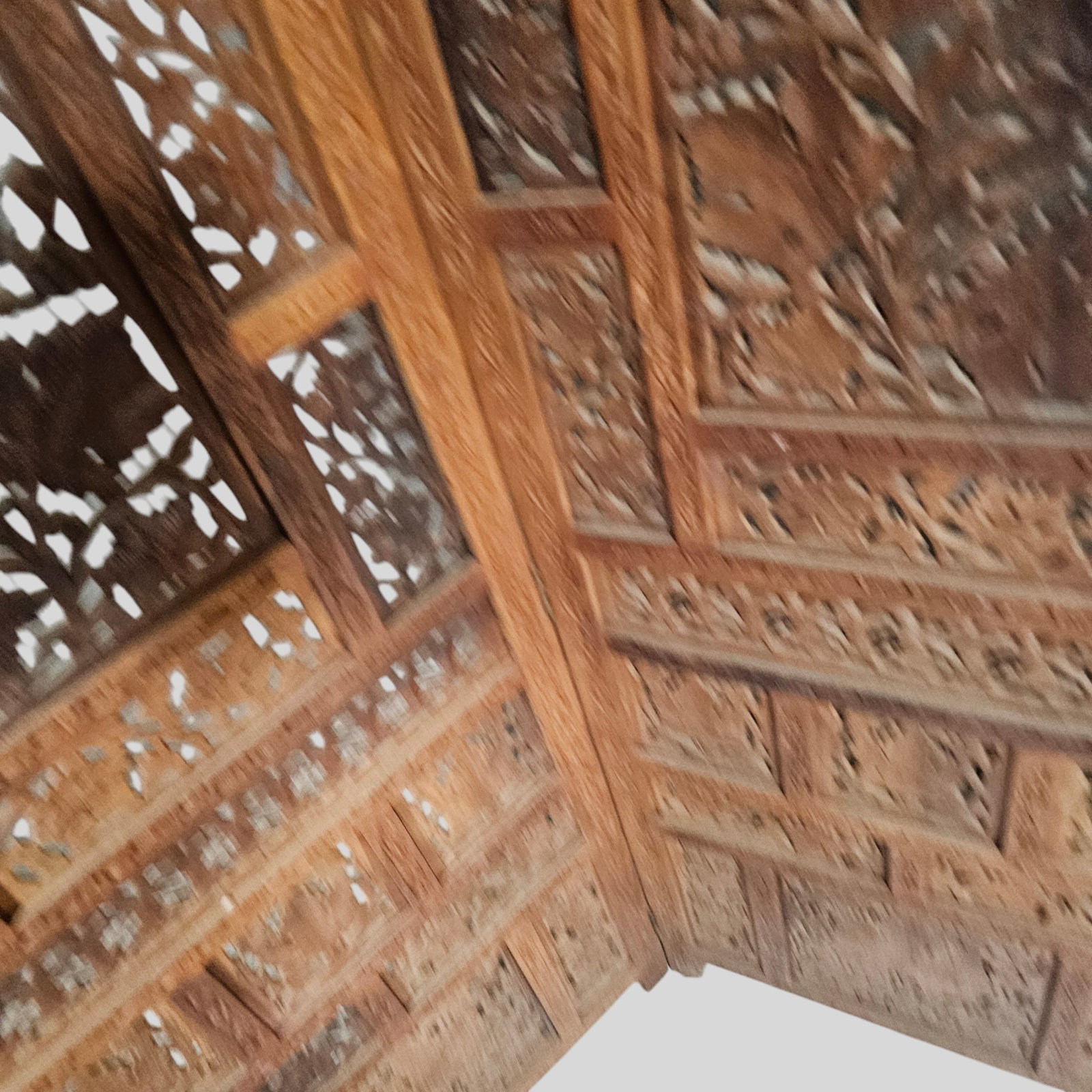 Four Panel Carved Teak Screen - 7