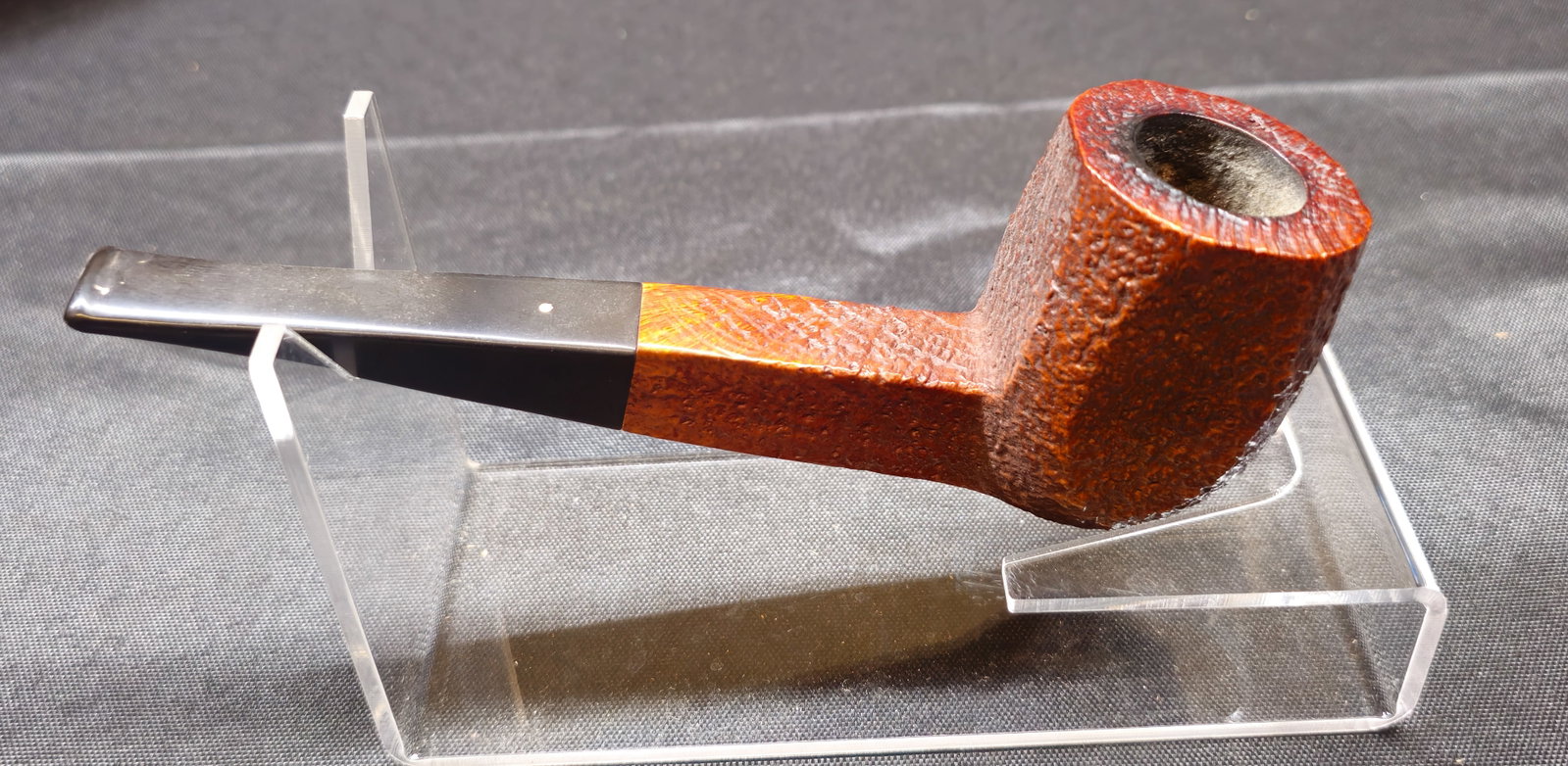 Dunhill Tanshell ODA 836 Pipe: Dunhill Tanshell ODA 836 Pipe. English briar tobacco pipe with tan sandblasted Tanshell finish, large straight billiard form, tapered mouthpiece, and Dunhill White Spot. Stamped "ODA 836," "DUNHILL TA