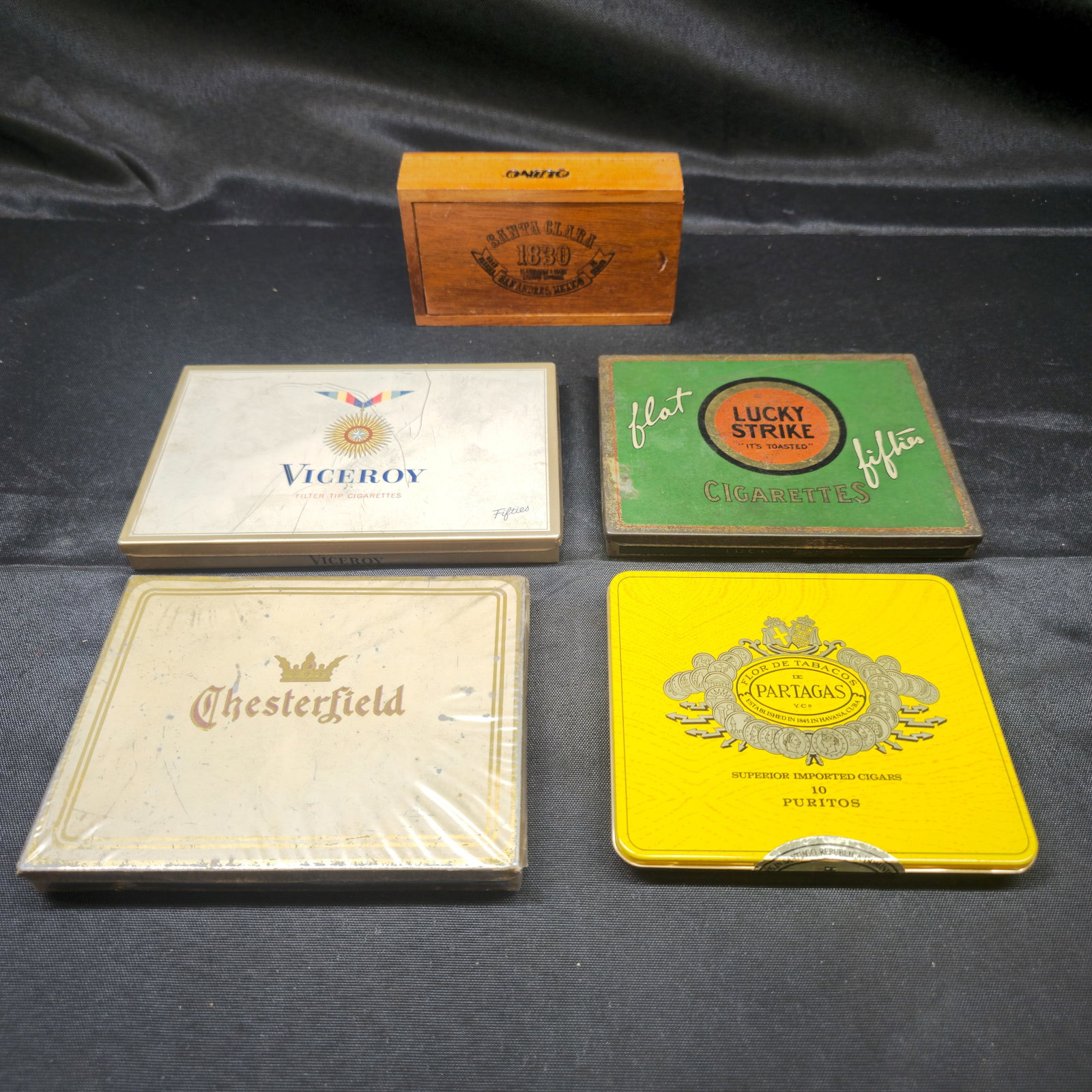 Vintage Cigarette & Cigar Advertising Tins, Five Pieces (1 of 7)