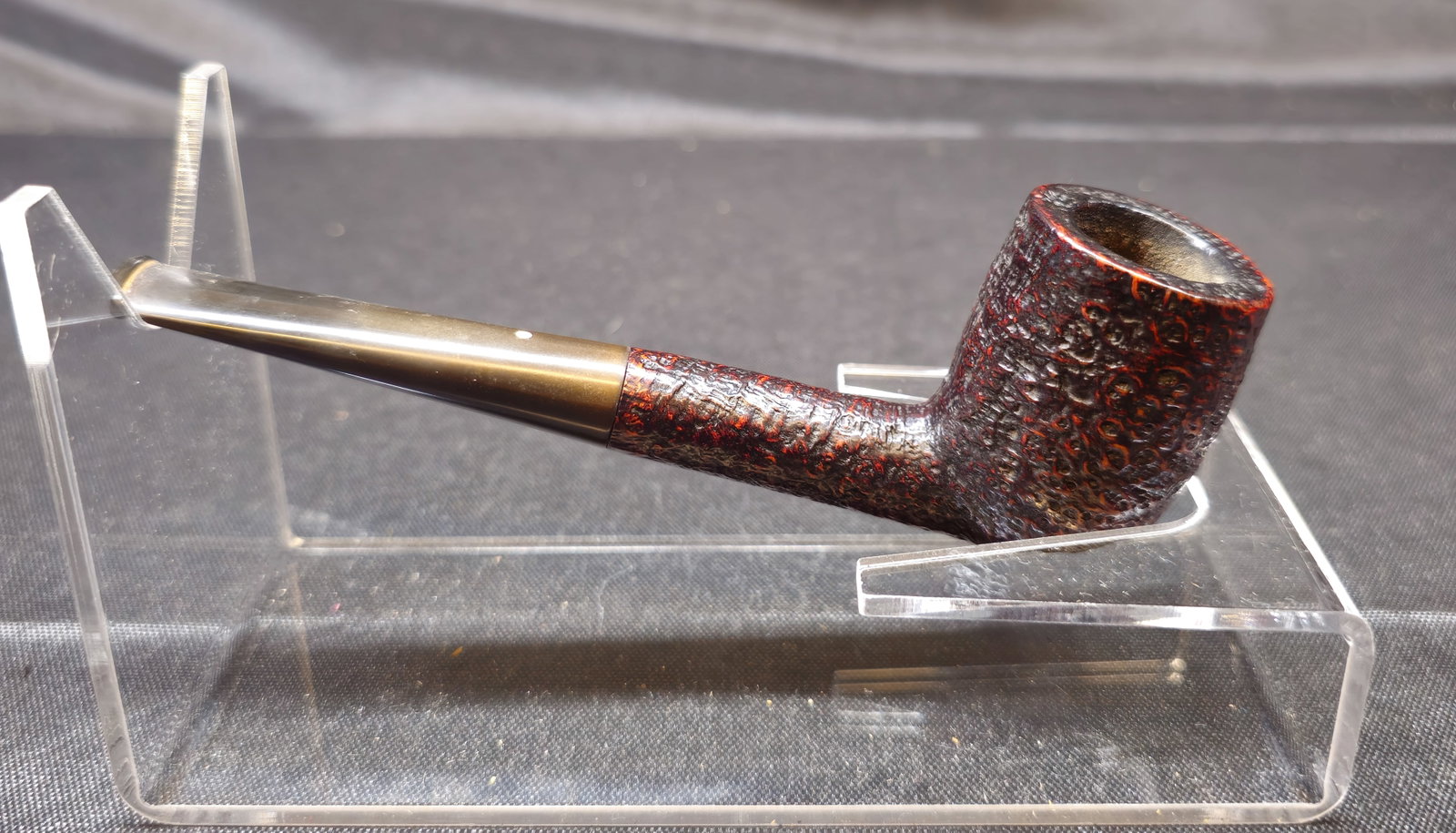 Dunhill Shell Briar 490 Pipe: Dunhill Shell Briar 490 tobacco pipe, Made in England 8, featuring Dunhill's deeply textured Shell Briar finish in dark reddish-brown tones with straight stem. Shape number 490 stamped to shank.