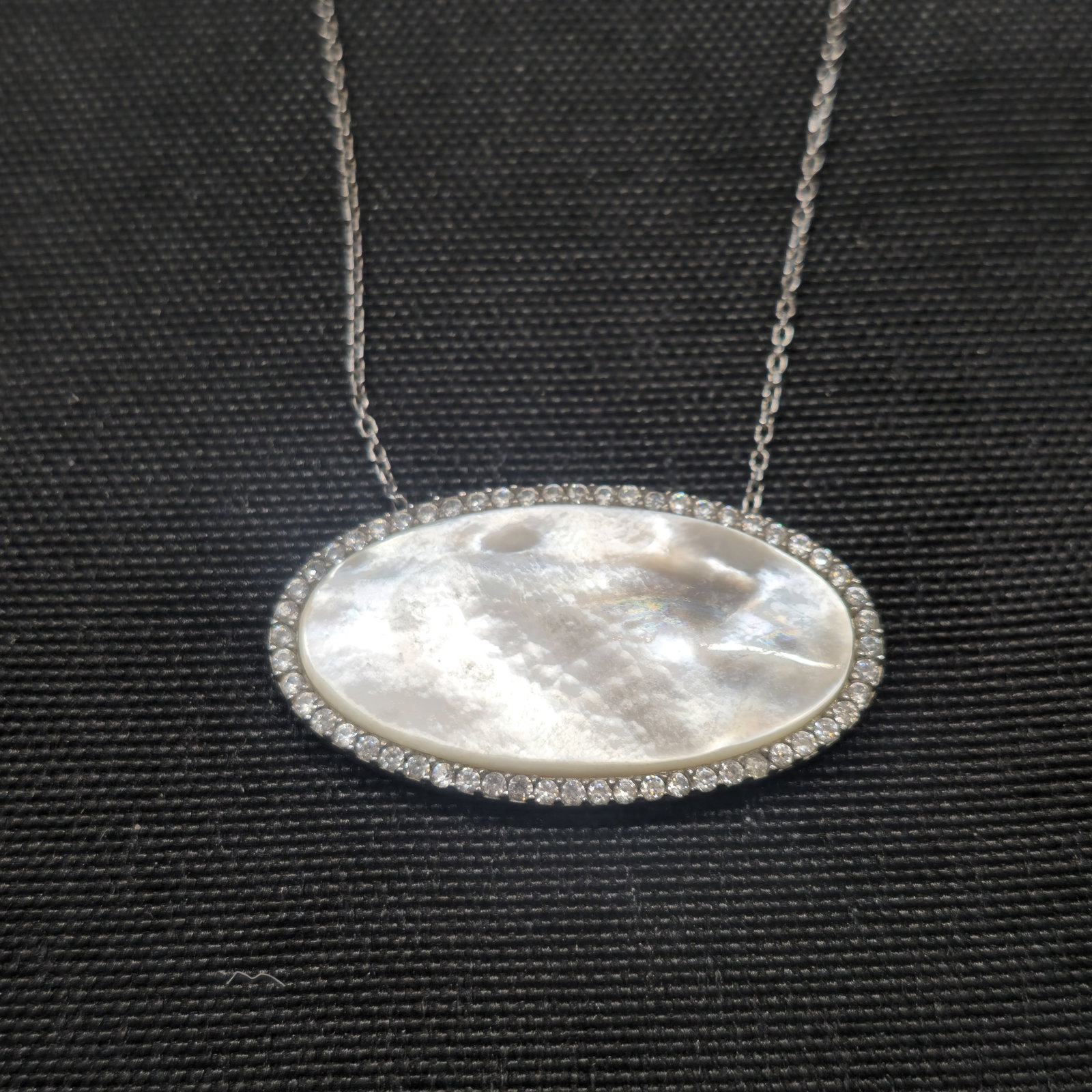 Sterling Silver Mother-of-Pearl & CZ Pendant Necklace (1 of 8)